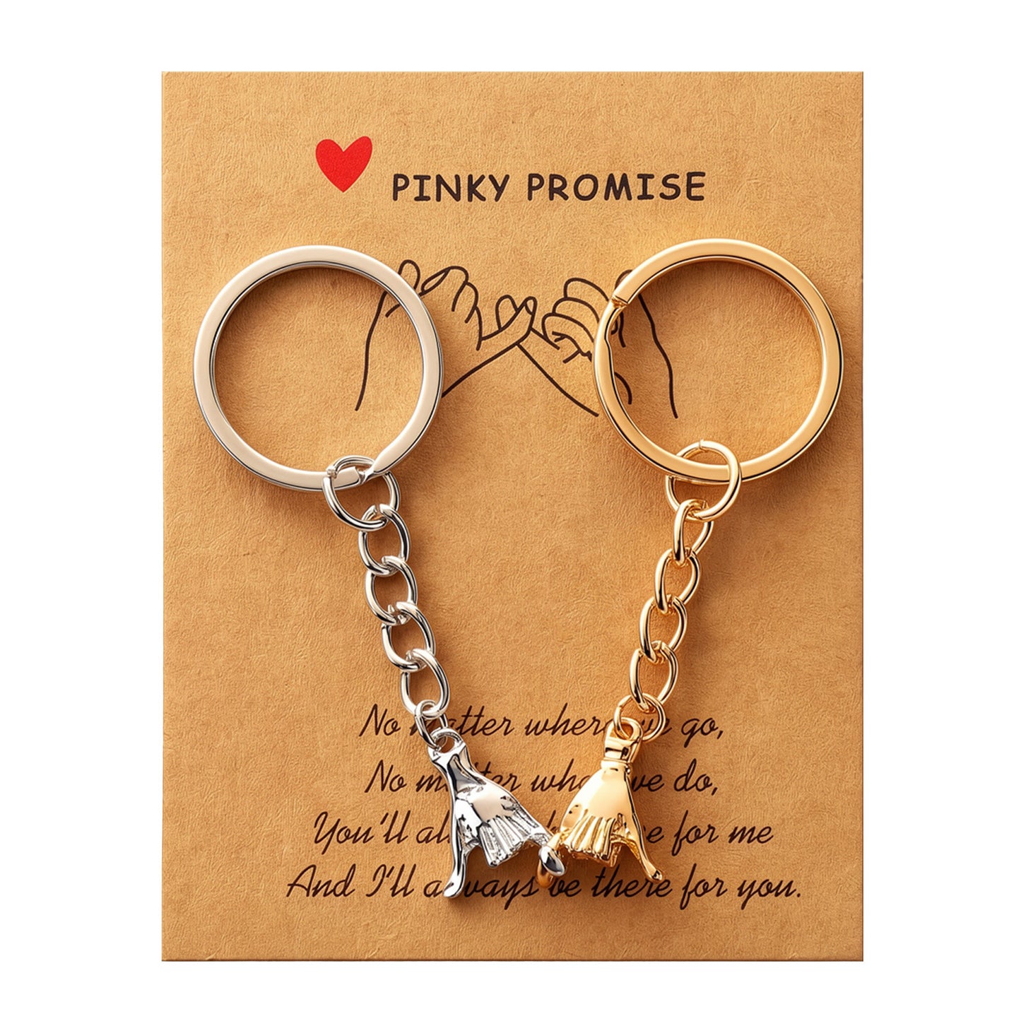 XLIUAX 2Pcs Pinky Promise Keychain, Matching Couple Keychain Gift Couple Key Chain Set with Card for Boyfriend Girlfriend Long Distance Valentine's Day Anniversary Birthday