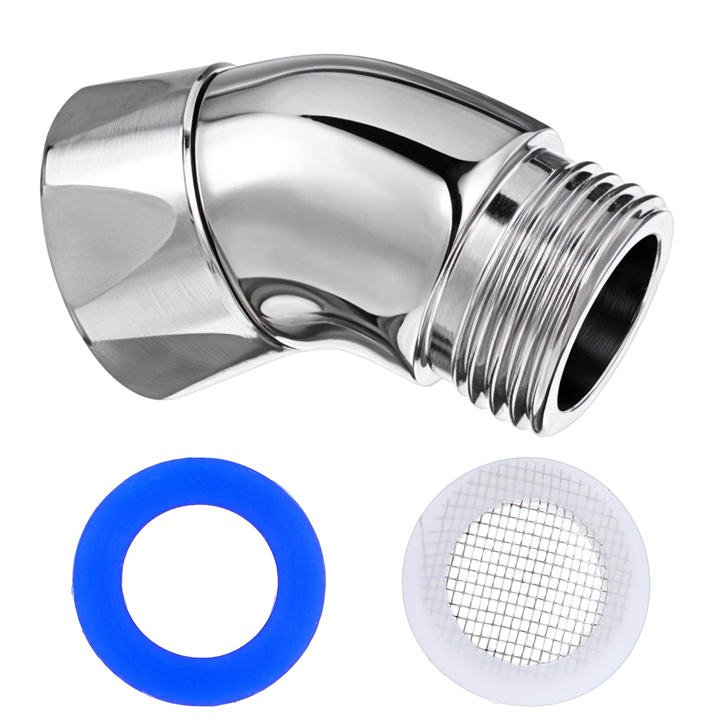 Yuanchu Shower Head Elbow Adapter, All Metal Handheld Shower Head Adapter Shower Arm Angle Adapter 135 Degrees Shower Arm Elbow Adapter Shower Extender for Hand Showers and Wall-Mounted Showers