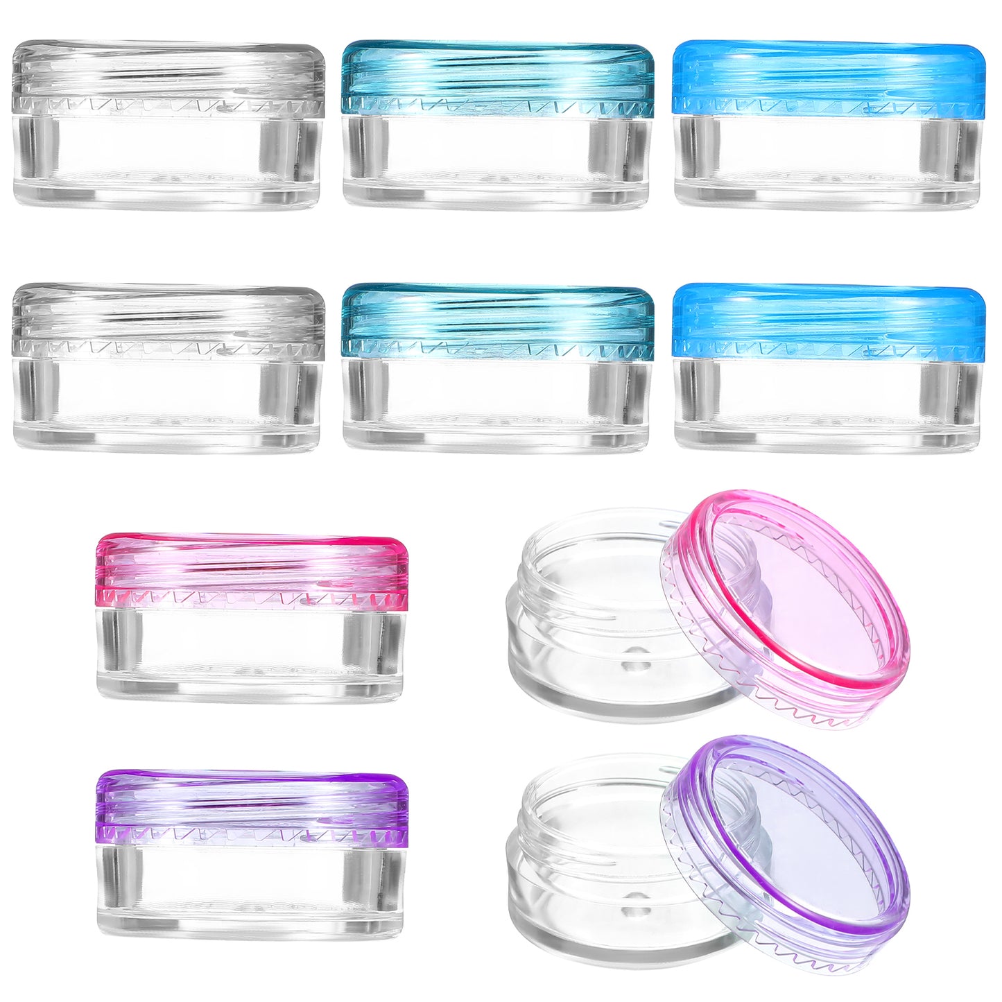 10pcs Sample Containers with Lids, 5g Small Travel Size Containers Reusable Cosmetic Jars Clear Leak Proof Sample Pots Empty Refillable Cosmetic Storage Containers for Toiletries Creams Lotions