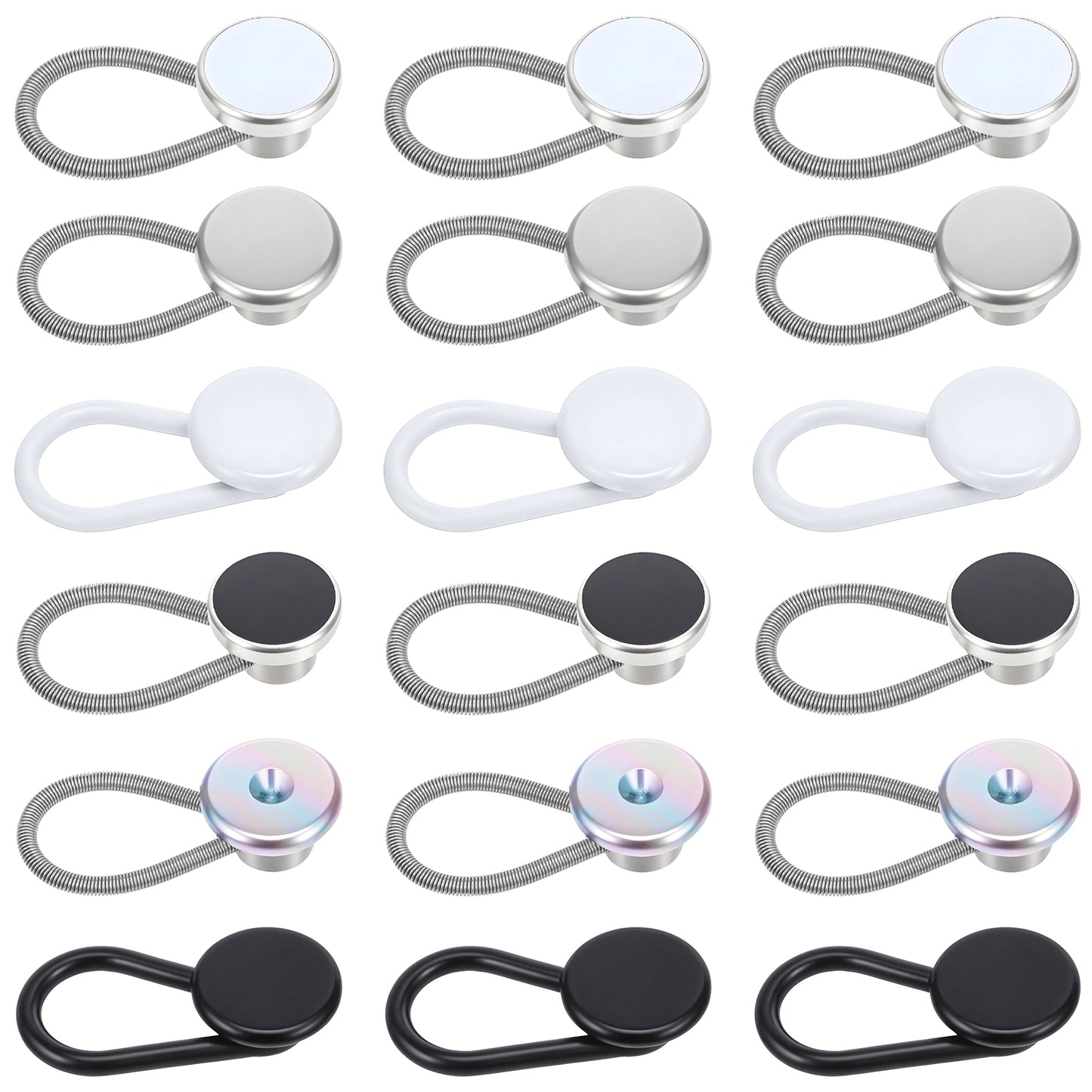 TIEOSOME 18 PCS Collar Neck Extenders, Wonder Neck Button Extender for Men Women Dress Shirts Cuffs Jeans (Black White Silver)