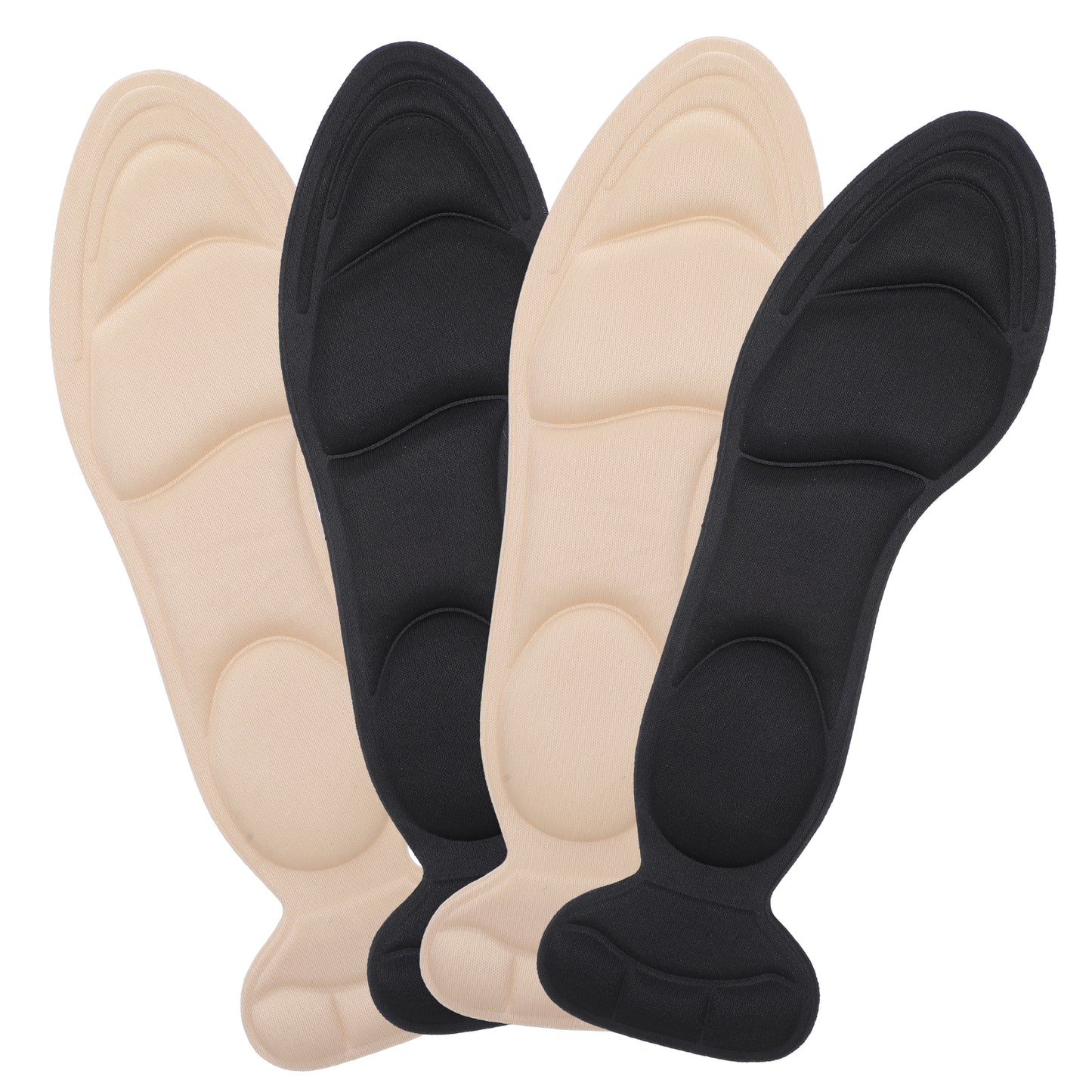 SULIKJHUI 2 Pairs High Heel Insoles for Women, Sponge Shoe Pads with Arch Support for Loose Shoes, Foot Pain, Heel Sore & Metatarsal Relief (4.5-9.5 Women's Size, Black+Beige)