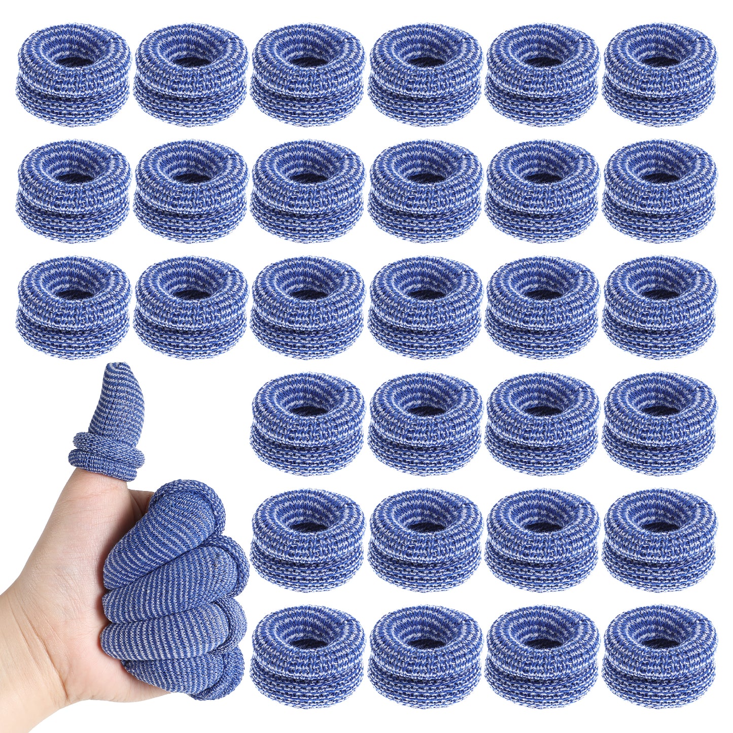 Giantree 30 Pcs Cotton Finger Cots, Tubular Finger Bandages Breathable Elastic Reusable Finger Covers Non-Slip Finger Gloves Thumb Protector Finger Roll for Work Kitchen Garden Sculpture(Blue)