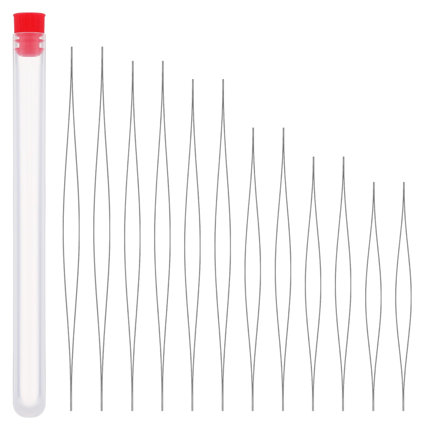 JIYIN 12 Pcs Bead Needle, 6 Sizes Stainless Steel Hand Sewing Needles, Big Eye Beading Needles for Seed Beads, 1.8-4.9 Inch Bead Threader, Embroidery Beading Needle for Jewellery Making