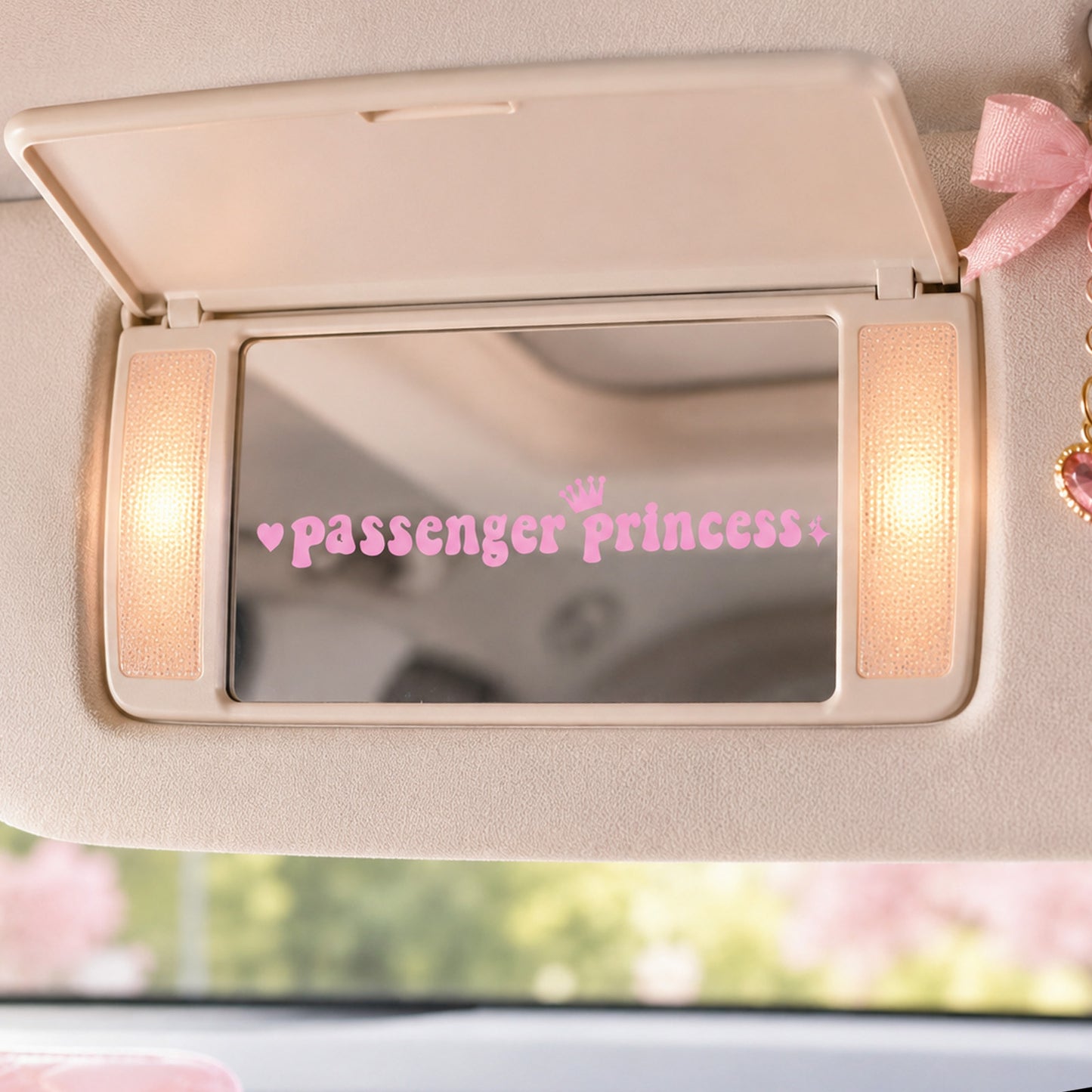 Amabro 5Pcs Passenger Princess Car Stickers Pink Letter Cute Mirror Decal