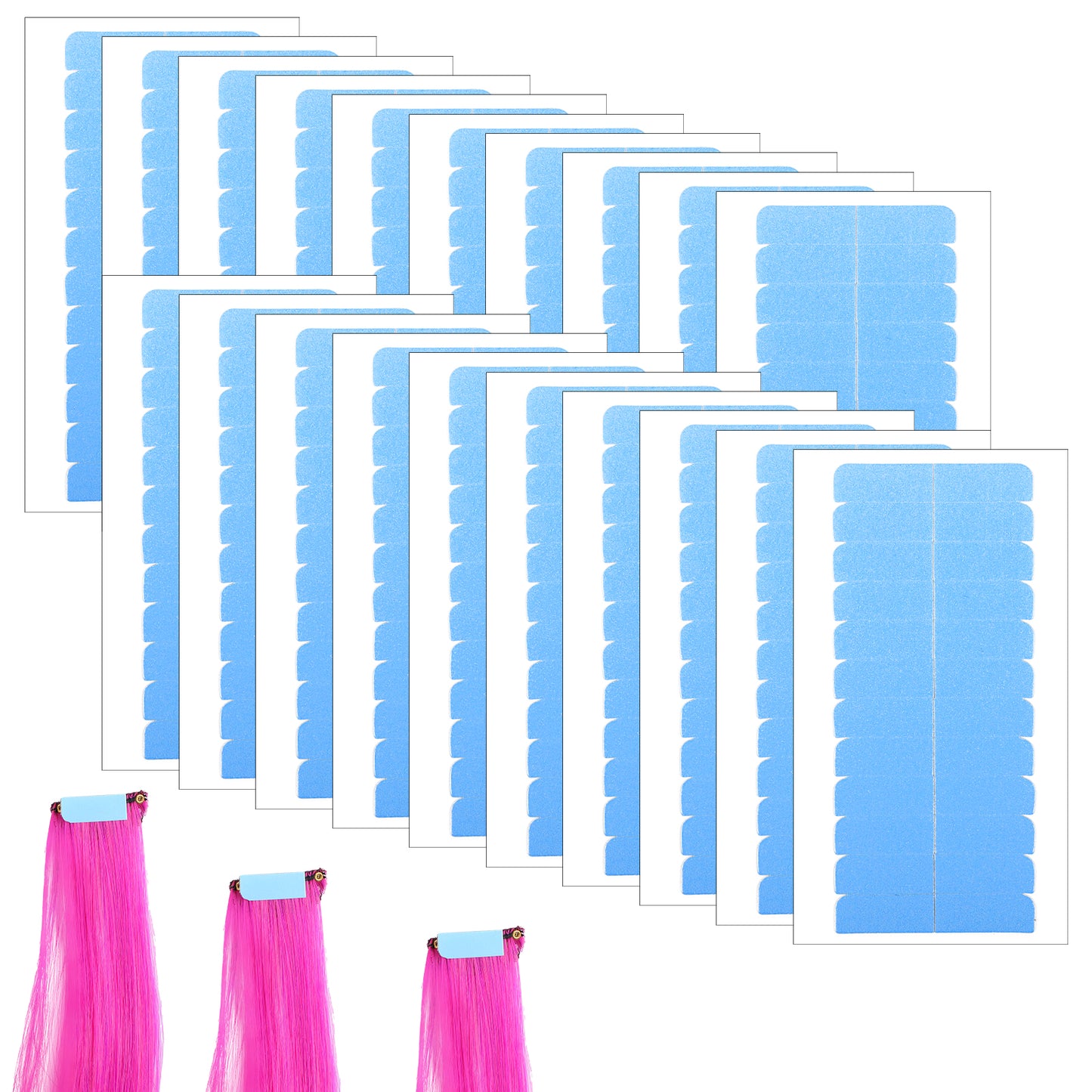 TIESOME 240 PCS Transparent Hair Extension Tape, PU Material Pre-Cut Strips Double Sided Adhesive Replacement Tape for Human Hair Extensions & Wigs Beauty Tools 4x0.8cm/1.57x0.31in