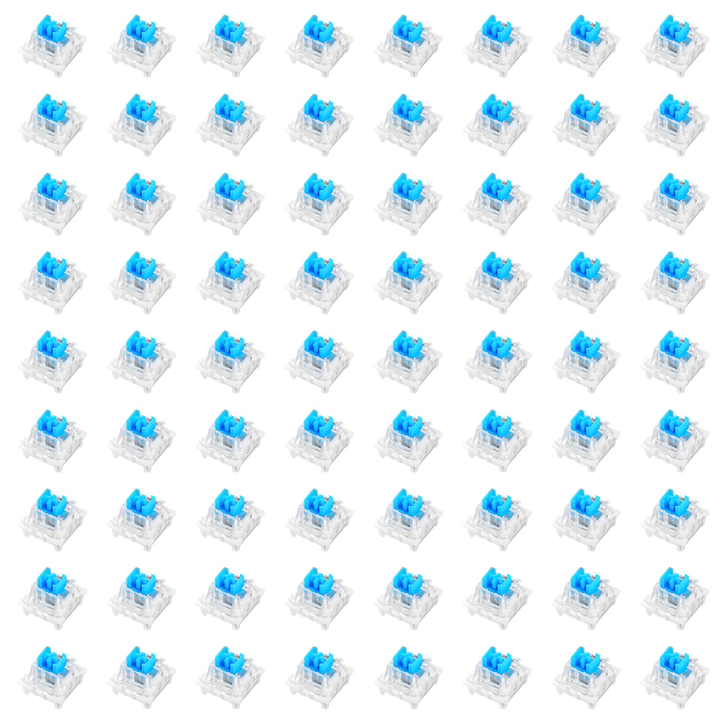 JJUNW 72 Pcs Mechanical Keyboard Switches, Blue Switches with 3 PIN Mechanical Keyboard Switches Dustproof and Waterproof for DIY Kits,LED Keyboards,Gaming Keyboards,Etc