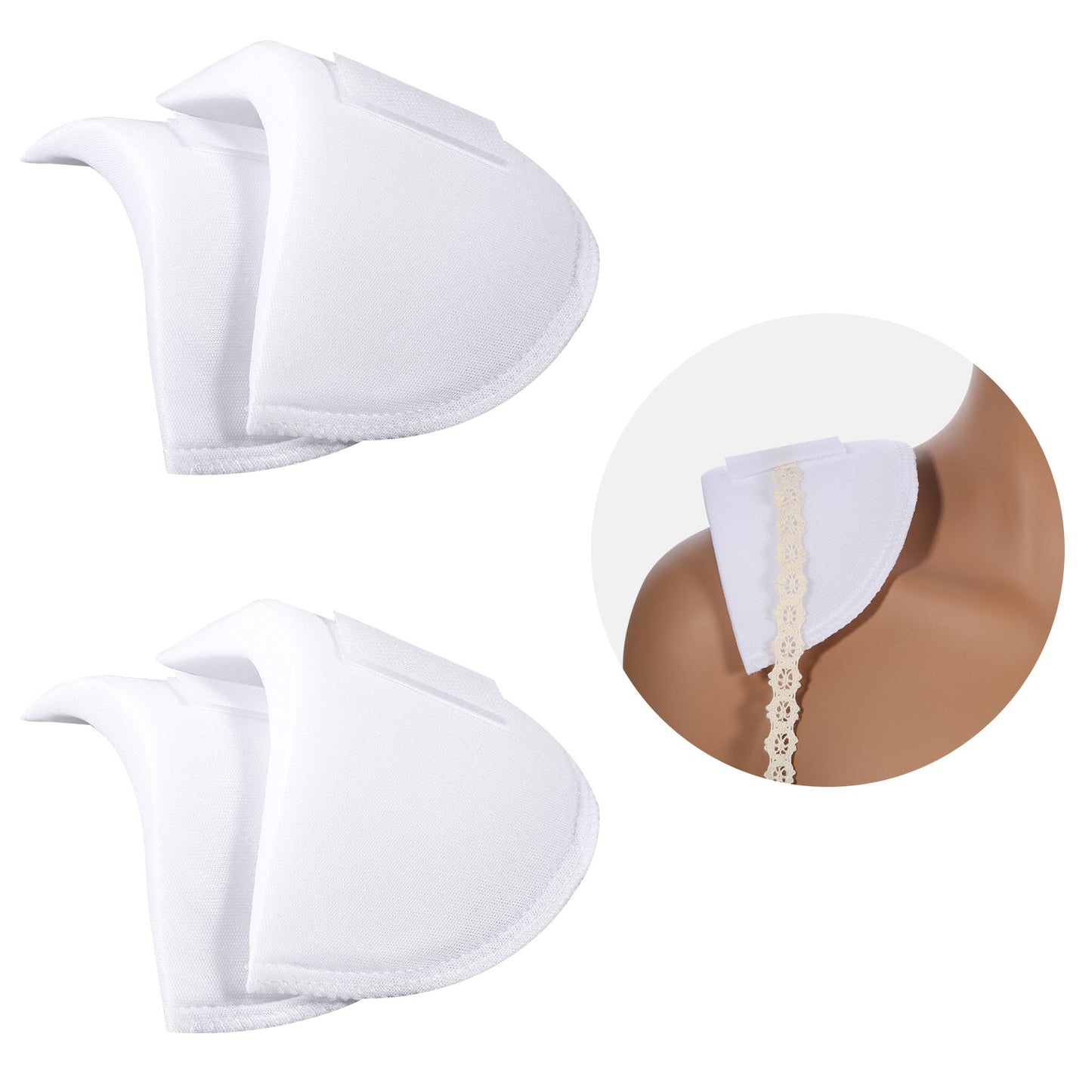 TIESOME 2 Pairs Shoulder Pads, Thickening 1.5cm Foam Shoulder Pads for Women Clothing Breathable Set-in High Low Shoulders Pad for Sloping High Low Shoulders Blazer Suit T-Shirt (White)