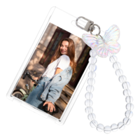 simarro Photocard Holder Keychain, Clear Acrylic Butterfly Card Holder keychainCredit ID Bank Bus Student Card Pendant Keychain Badge Holder for Cute Card Protector for Women Girl
