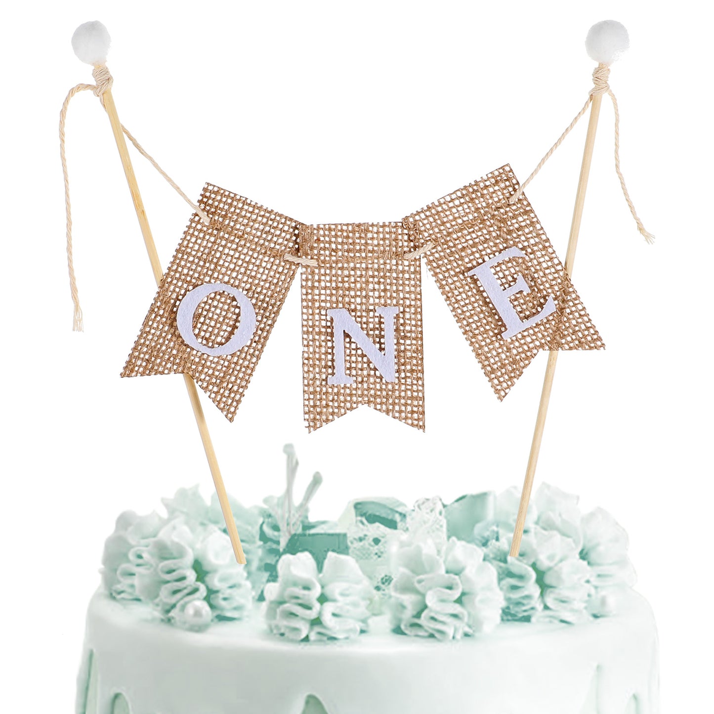 DOPENSPI Handmade One Cake Topper, 1st Birthday Cakes Topper 1st First Birthday Cakes Bunting Birthdays Cake Decoration Banner Photo Prop Party Decorations Supplies