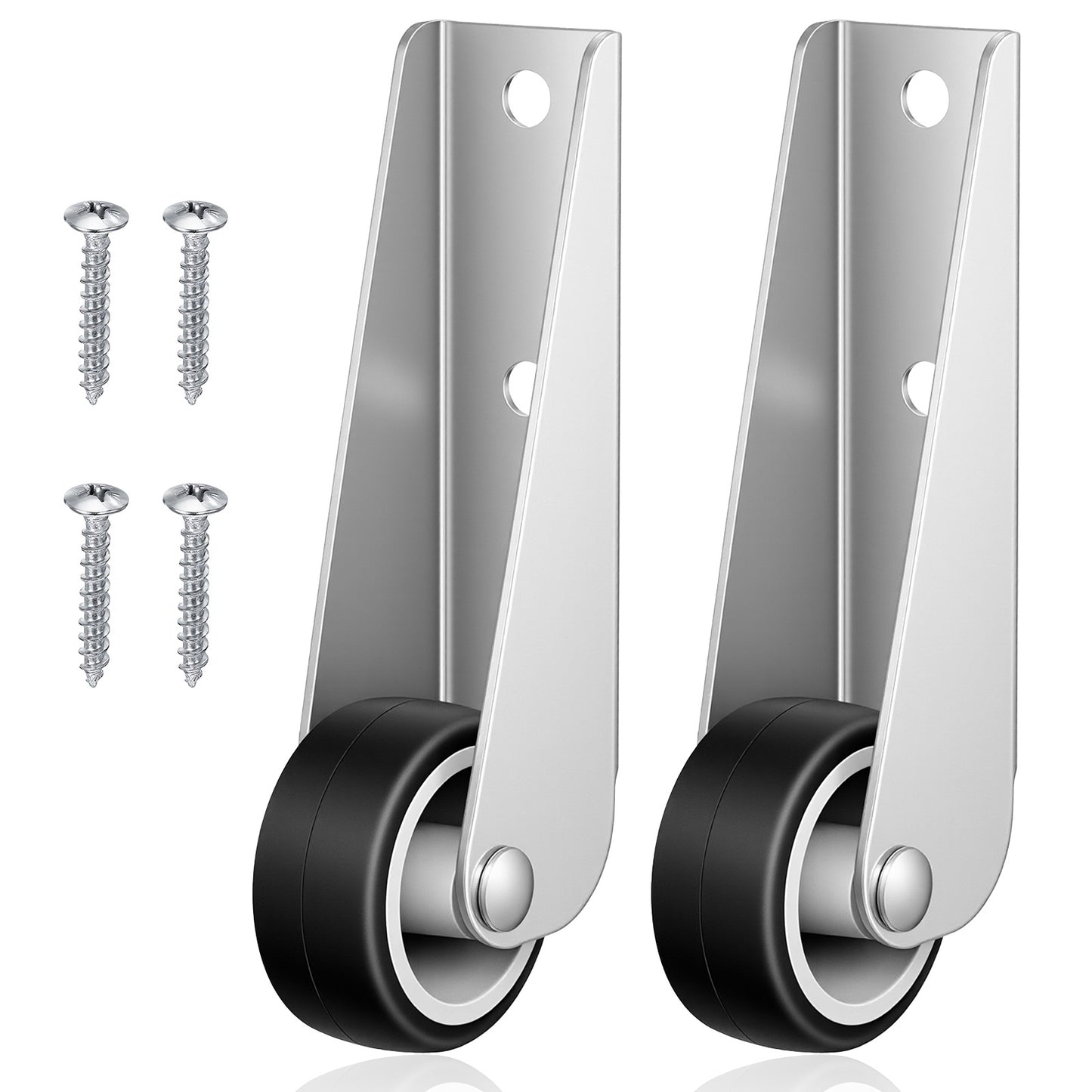 WJIAAA 2 Pcs Gate Caster Wheels Replacement,1.6" Rubber Rolling Swivel Casters with L Bracket, Non-Slip Pulley Directional Wheel for Garden Gate Fence Furniture Table Sofa