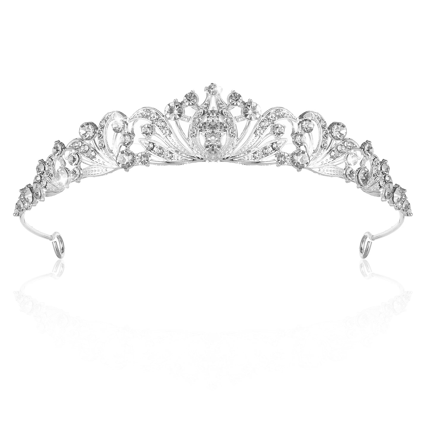 WJIAAA Silver Glitter Rhinestone Princess Crown, Tiara Headband for Women, Crystal Wedding Crown Headpieces, Shining Tiara Headband for Bride Pageant Prom Birthday Party