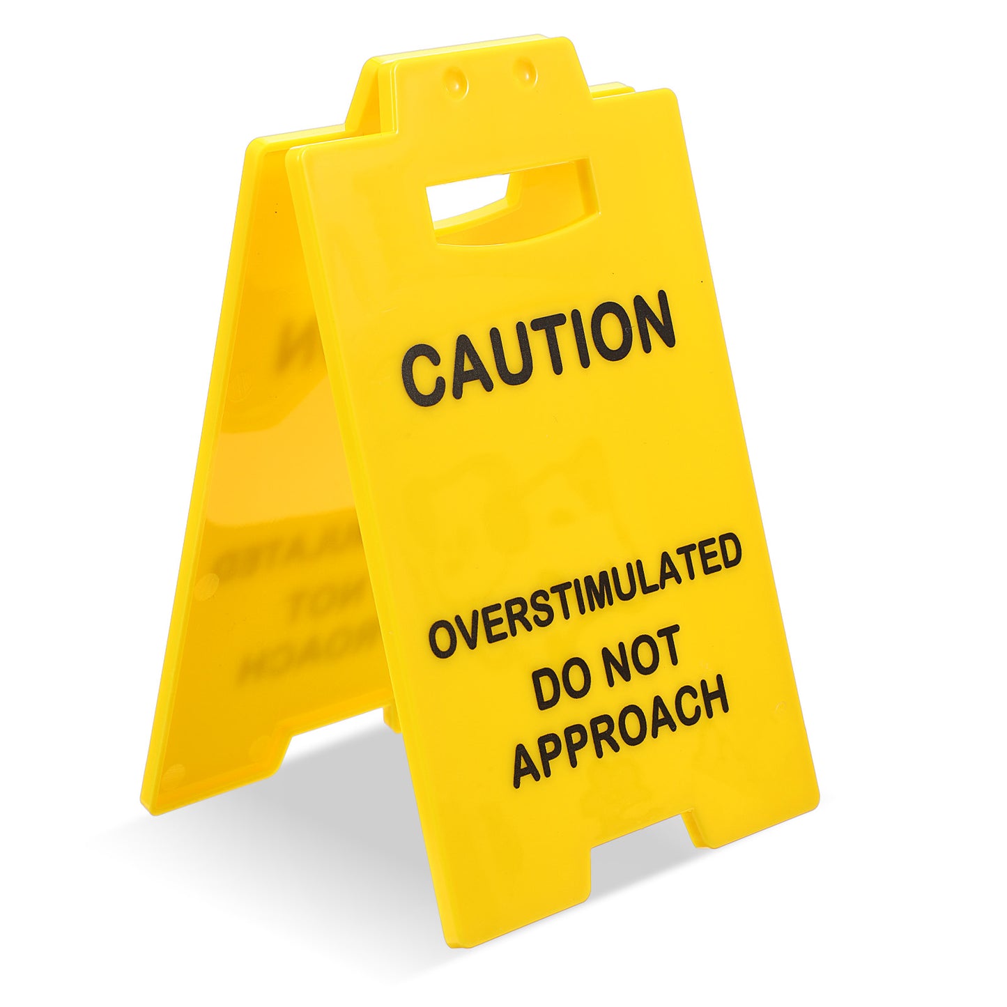 XLIUAX Overstimulated Desk Sign, Do Not Approach Desk Decor Funny Mini Caution Office Warning Sign for Coworkers Colleagues Employees Bosses