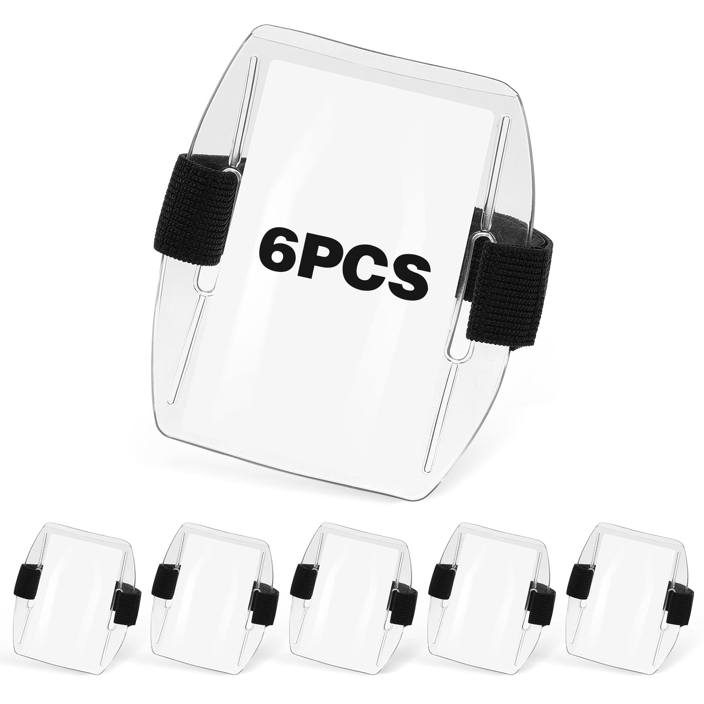 DOPENSPI 6PCS Arm Badge Holder, Waterproof Armband ID Card Holder with Adjustable Elastic Strap Arm ID Badge Holders Cruise Card Holders for Sport Staff Office Employees Universal Size(Black)