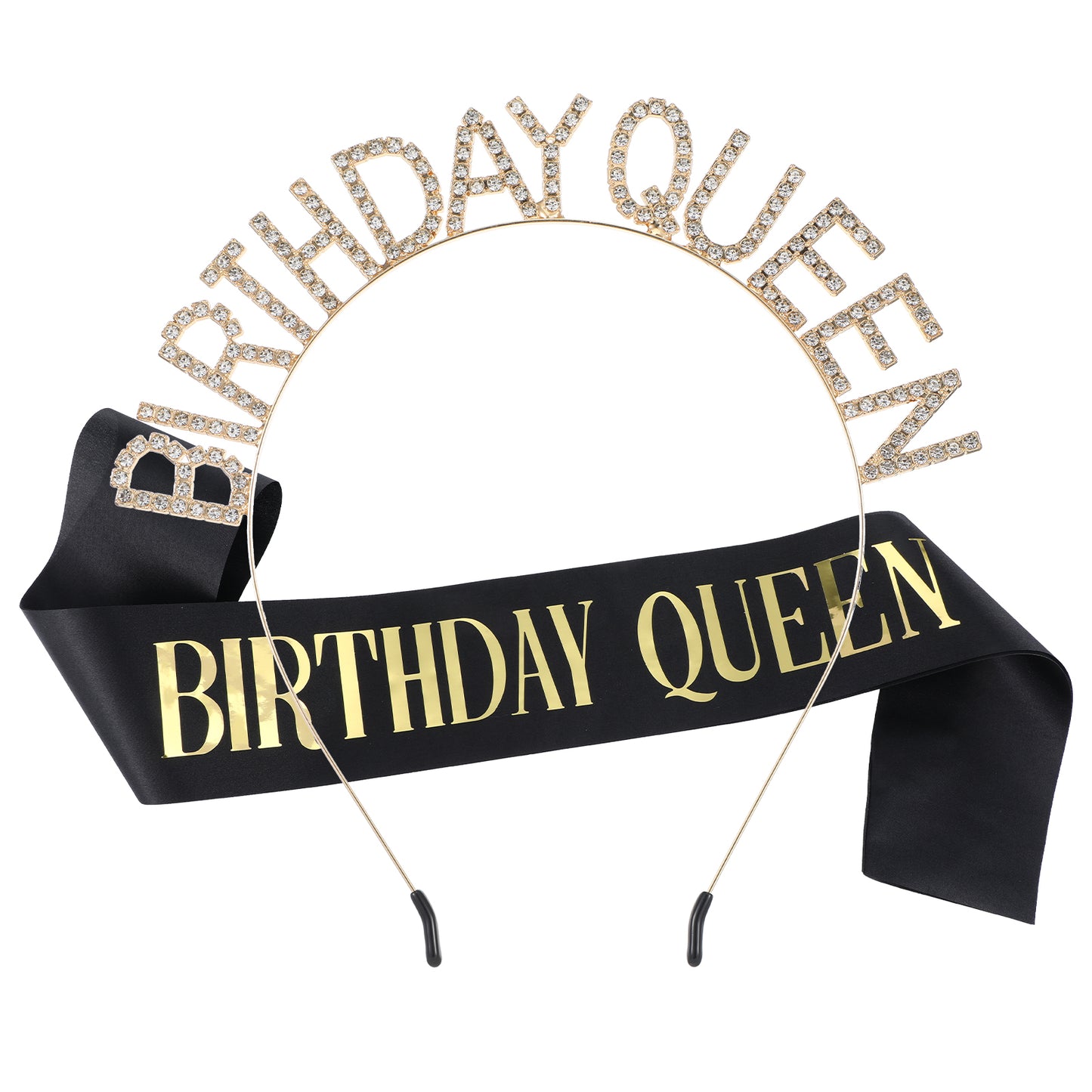 LIQWEI Birthday Crown Rose Gold for Women, Birthday Girl Sash & Birthday Tiara for Women Set Queen Glitter Crown Rhinestone Headband Happy Birthdays Accessories(Rose Gold)