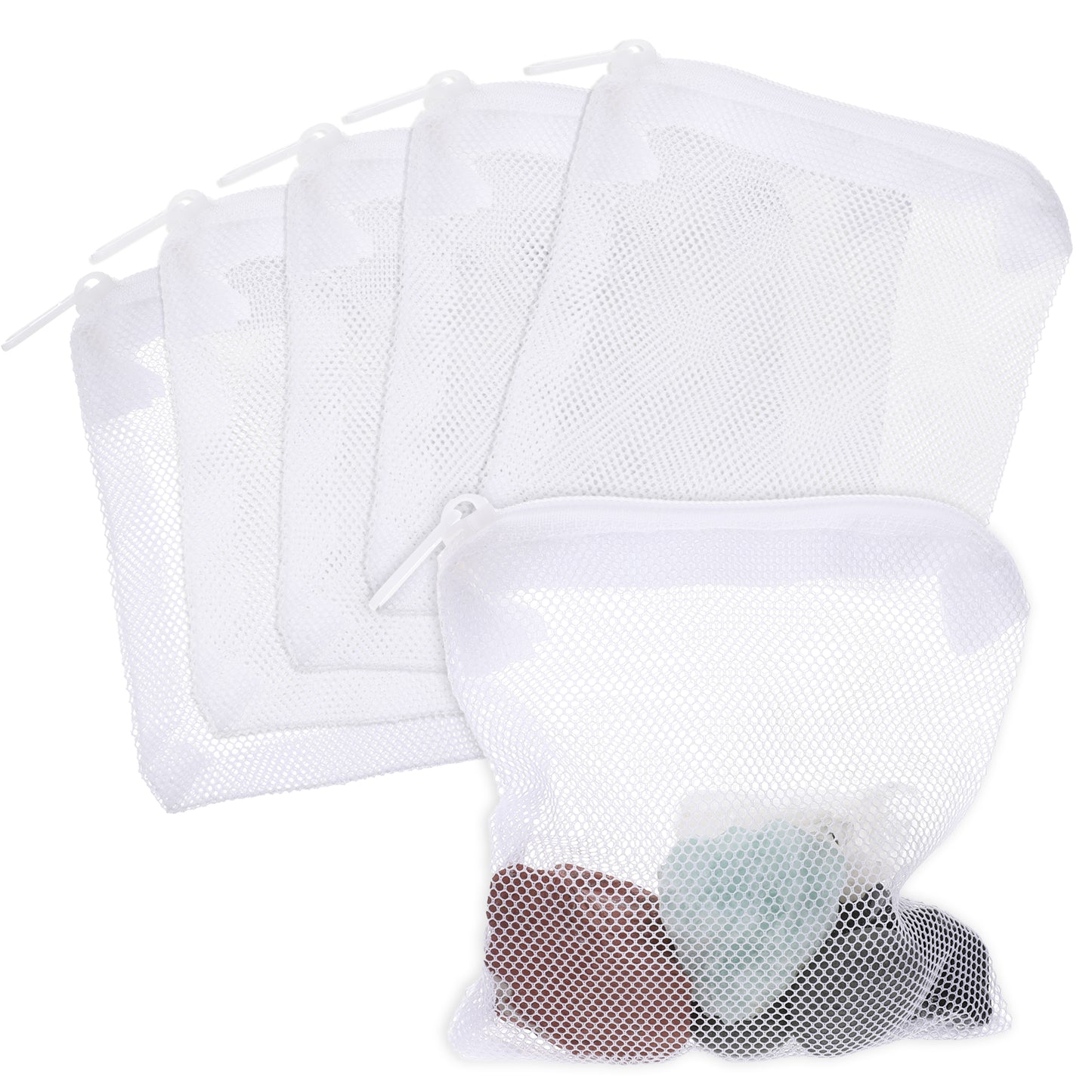 JJUNW 15Pcs Aquarium Filter Media Bags, Mini Fish Tank Media Mesh Filter Bags Reusable for Activated Carbon,Filter Stones(4.3”×3.9”(White)