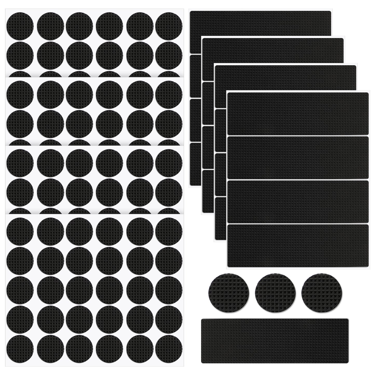 HJZHII 136 Pcs Non Slip Furniture Pads, 3mm Thick Rubber Furniture Pads Floor Protectors Self Adhesive Chair Leg Pad Anti Scratch Furnitures Feet Protectors for Hardwood Floor