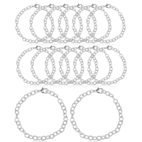 12 Pcs Charm Bracelet Chain, Metal Silver Chain Bracelet with Lobster Clasps for Women Bracelet Chain Bracelets Jewelry Making Crafts Supplies Men Gifts (Silver)