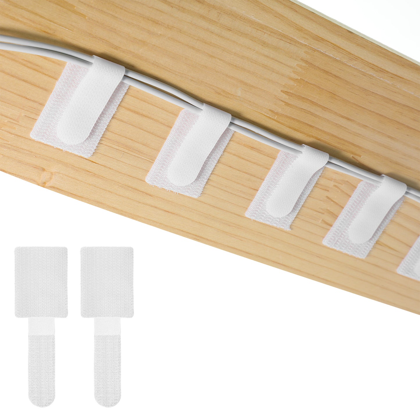 HJZHII 100 Pcs Reusable Self-Adhesive Cable Ties, Cable Management Under Desk Adjustable Hook and Loop Cables Straps Wire Organizers for Cords Home Office Cables Management(White)