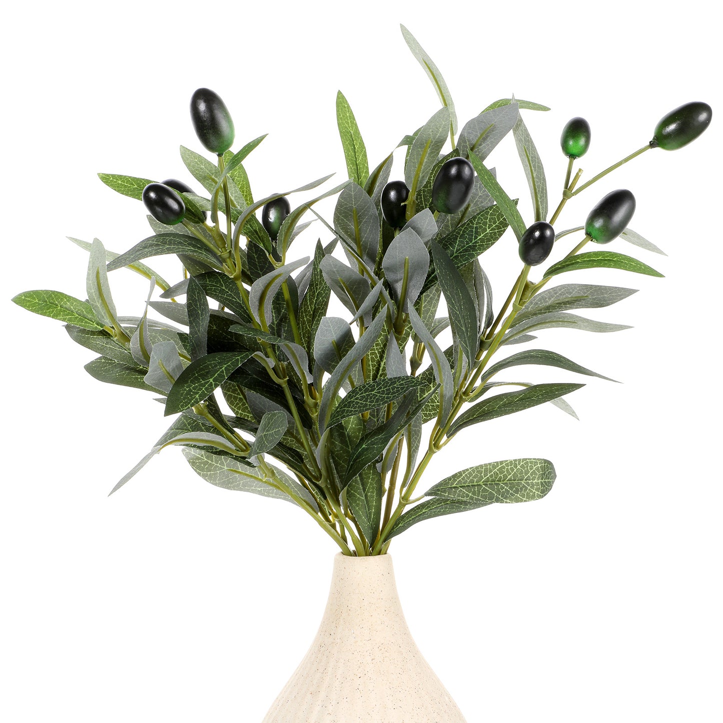 HJZHII 5pcs Artificial Plants Olive Tree Branches,11 Inch Faux Olives Leaves stems Olive Branches Green Leaves Picks Spring Branch Decor for Centerpieces Vase Wedding Home Decoration Indoor