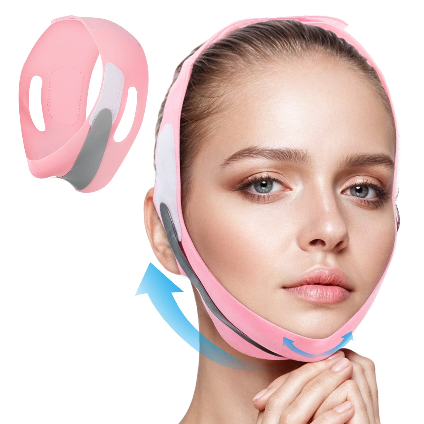 Yuanchu V Line Lifting Mask, Reusable V Line Face Strap V Line Lifting Face Mask Face Lifting Strap Jaw Exerciser Soft Chin Strap for Women(Pink)