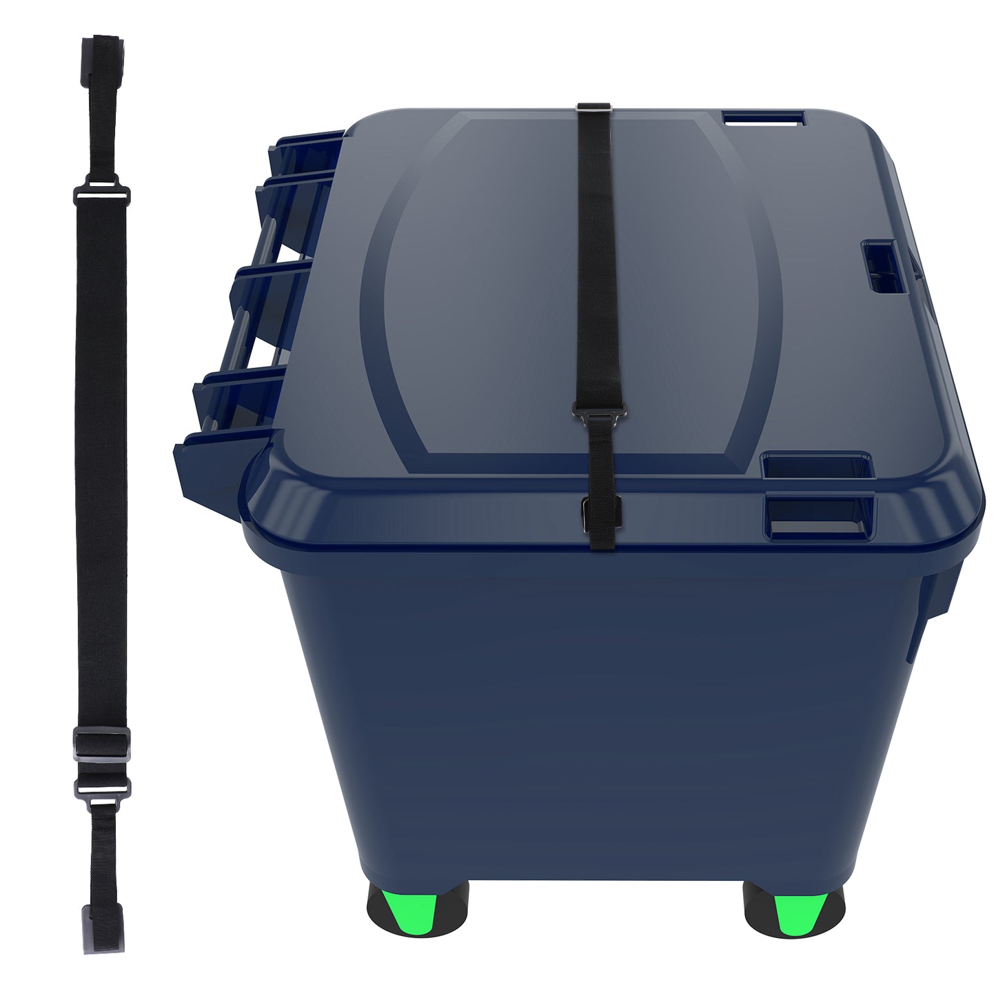 Yuanchu Adjustable Double Claw Trash Can Lock Strap, Animals Proof Resistant Lid Lock Outdoor Trash Can Lid Claw for 32-96 Gallon Garbage Cans Secures Against Raccoons Dogs Wind