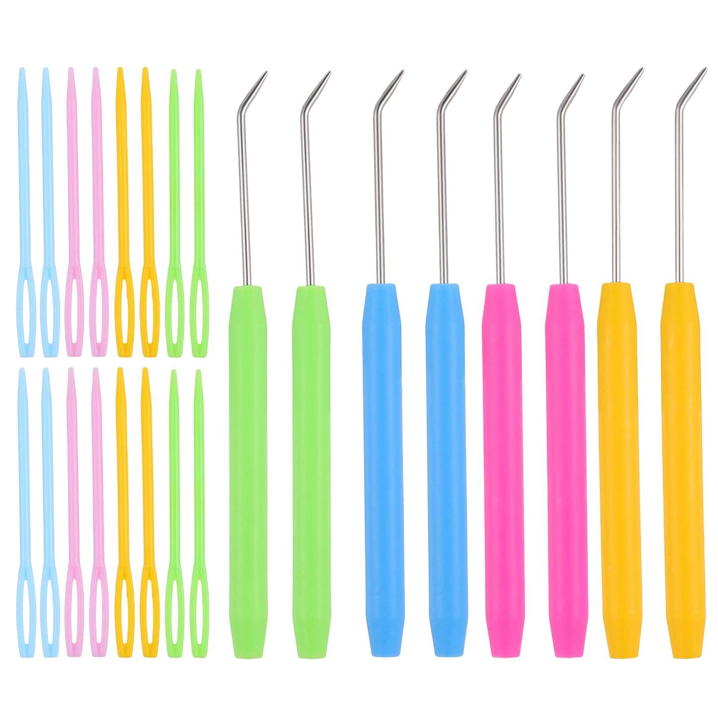 TIESOME Knitting Loom Hook Crochet Hooks Set, 8 Pcs Knitting Loom Hooks with 16 Pcs Colorful Plastic Sewing Needles Knitting Accessories for Knitting Looms and Boards