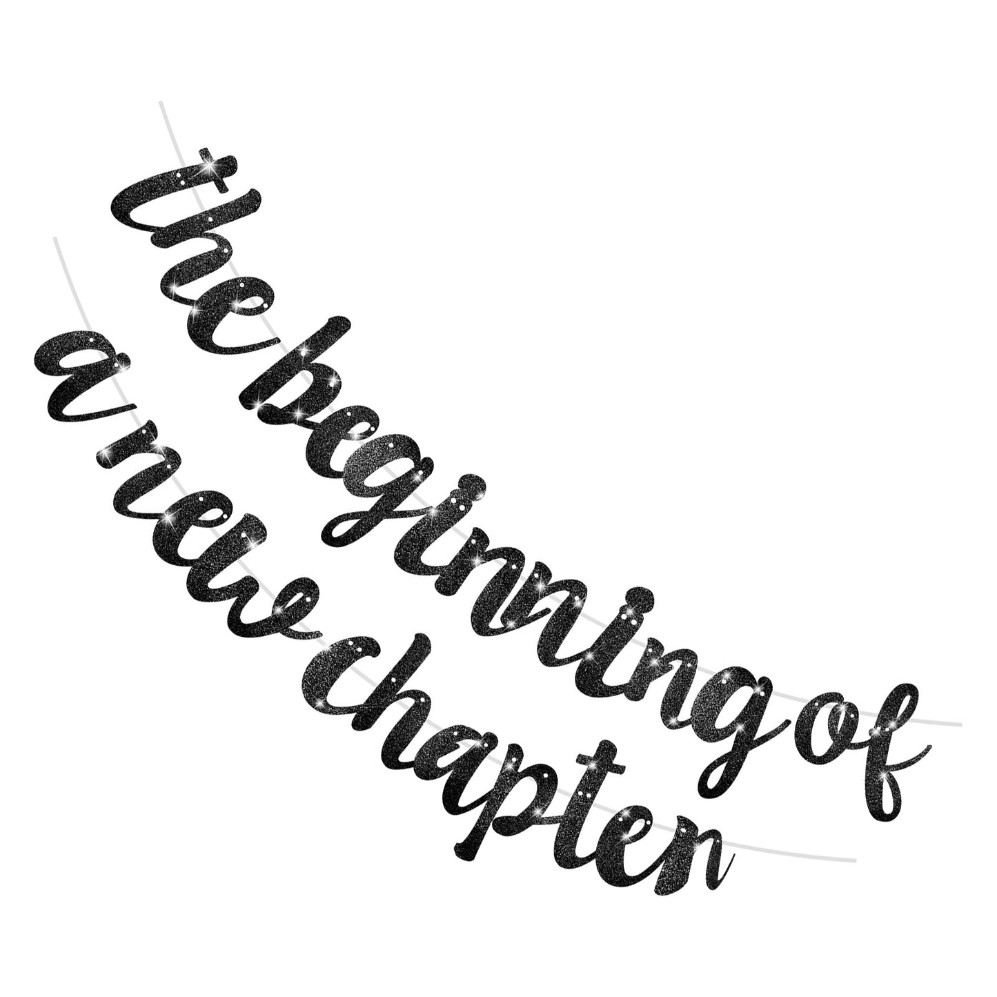 DOPENSPI The Beginning of A New Chapter Banner, Glitter The Beginning of A New Chapter Decorations Happy Retirement Congratulations Banner House Warming News Job Divorce Party Decoration(Black)