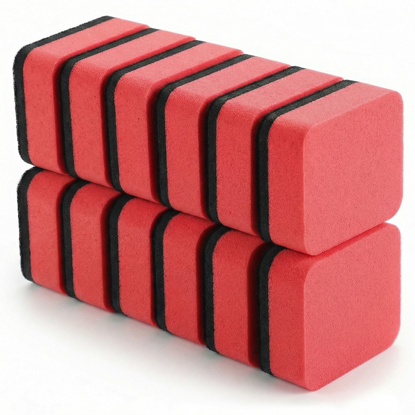 XLIUAX 12pcs Magnetic Whiteboard Erasers, Mini Dry Erase Eraser with Thick Felt Pad Chalkboard Cleaner Wiper for Cleaning Drywipe Boards for Home Office Classroom Supplies, 2" x 2"(Red)