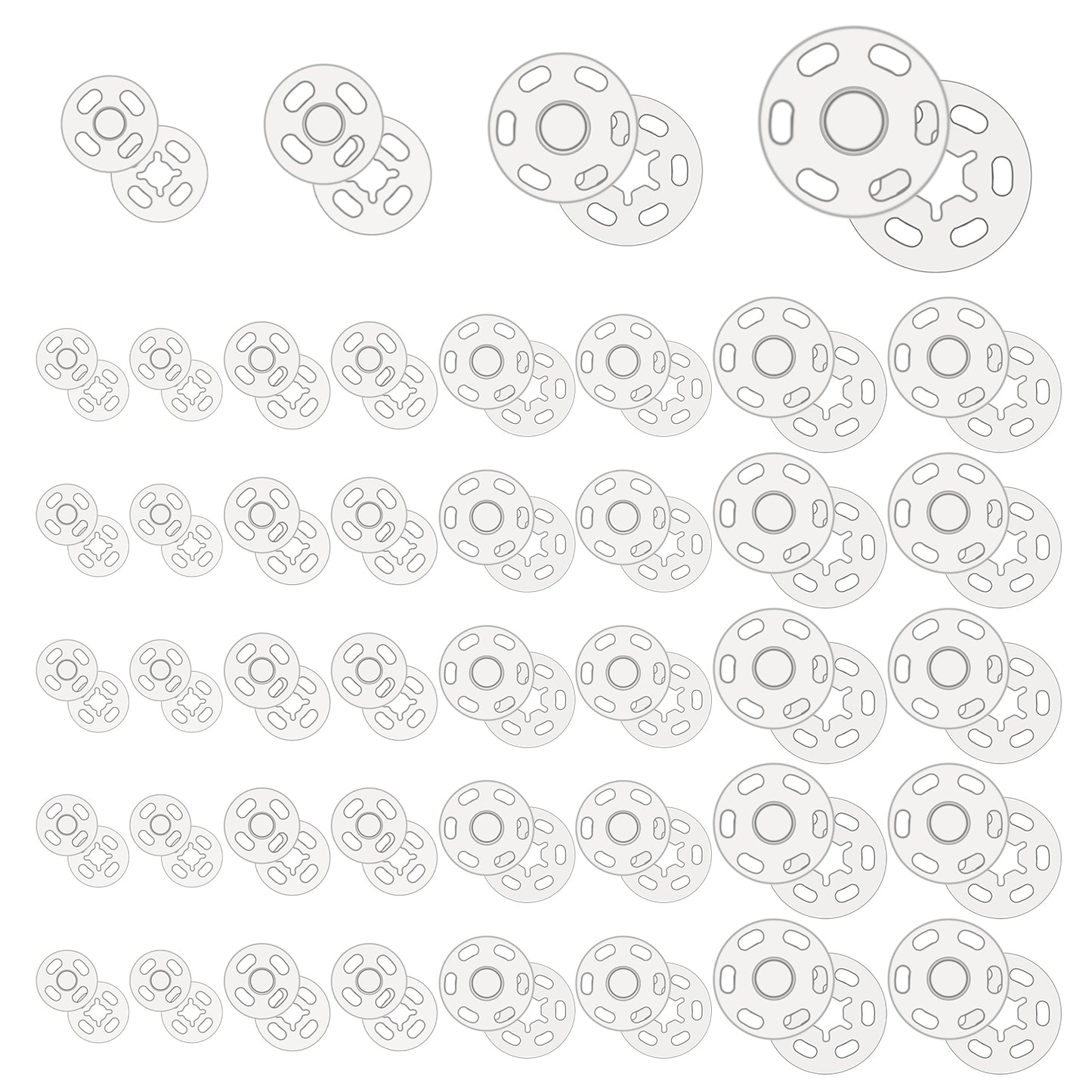 cobee 120 Sets Clear Snaps for Sewing, Plastic Transparent Snap Button Sew On Snaps, Round Sewing Snaps and Fasteners Snaps for Clothing Fabric Press Button Shirts Sewing Clothing DIY Craft