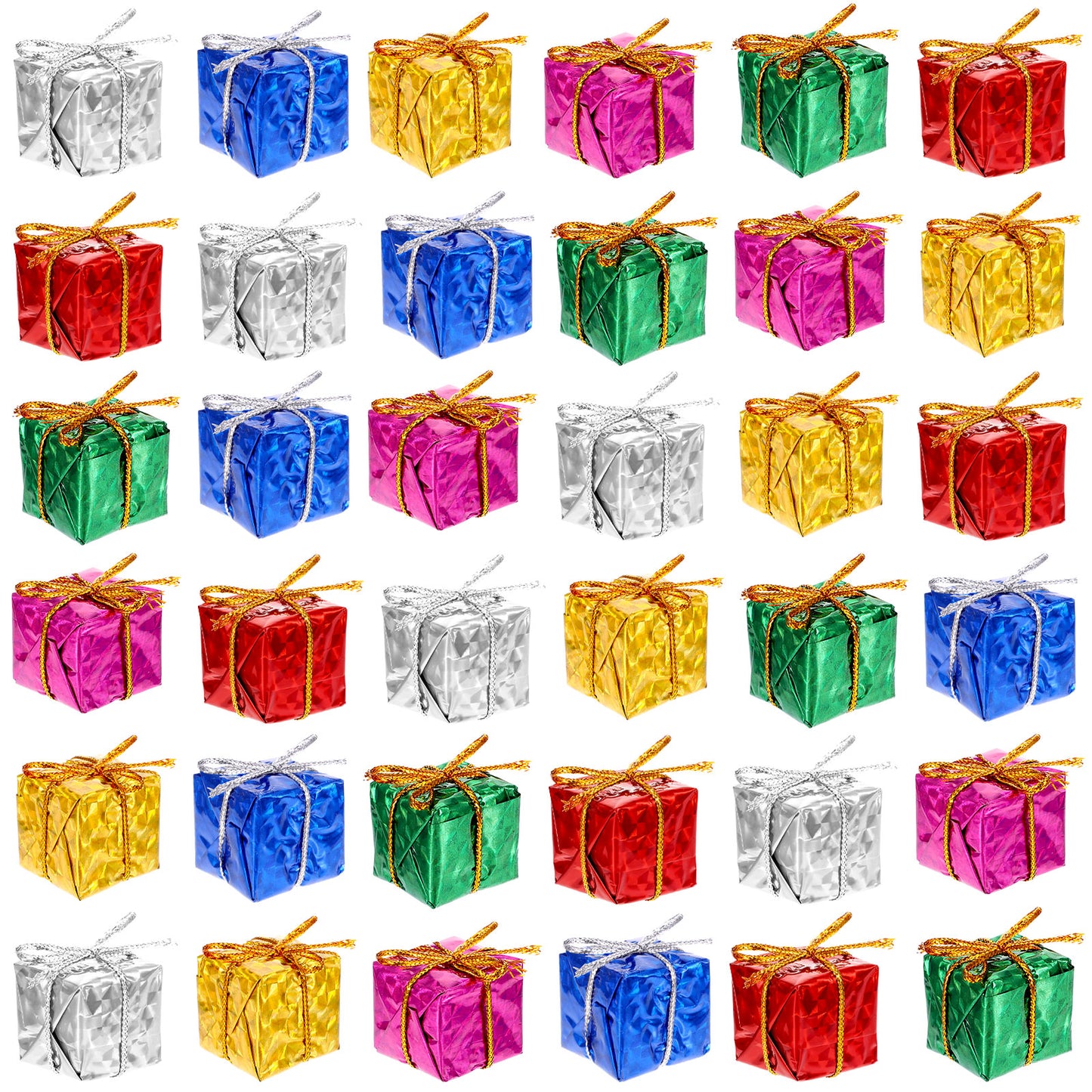 TIESOME 30Pcs Tiny Christmas Tree Hanging Ornaments, Mini Xmas Gift Box Decorations Small Hanging Pendant for Xmas Tree Indoor Outdoor Holiday Party Favors