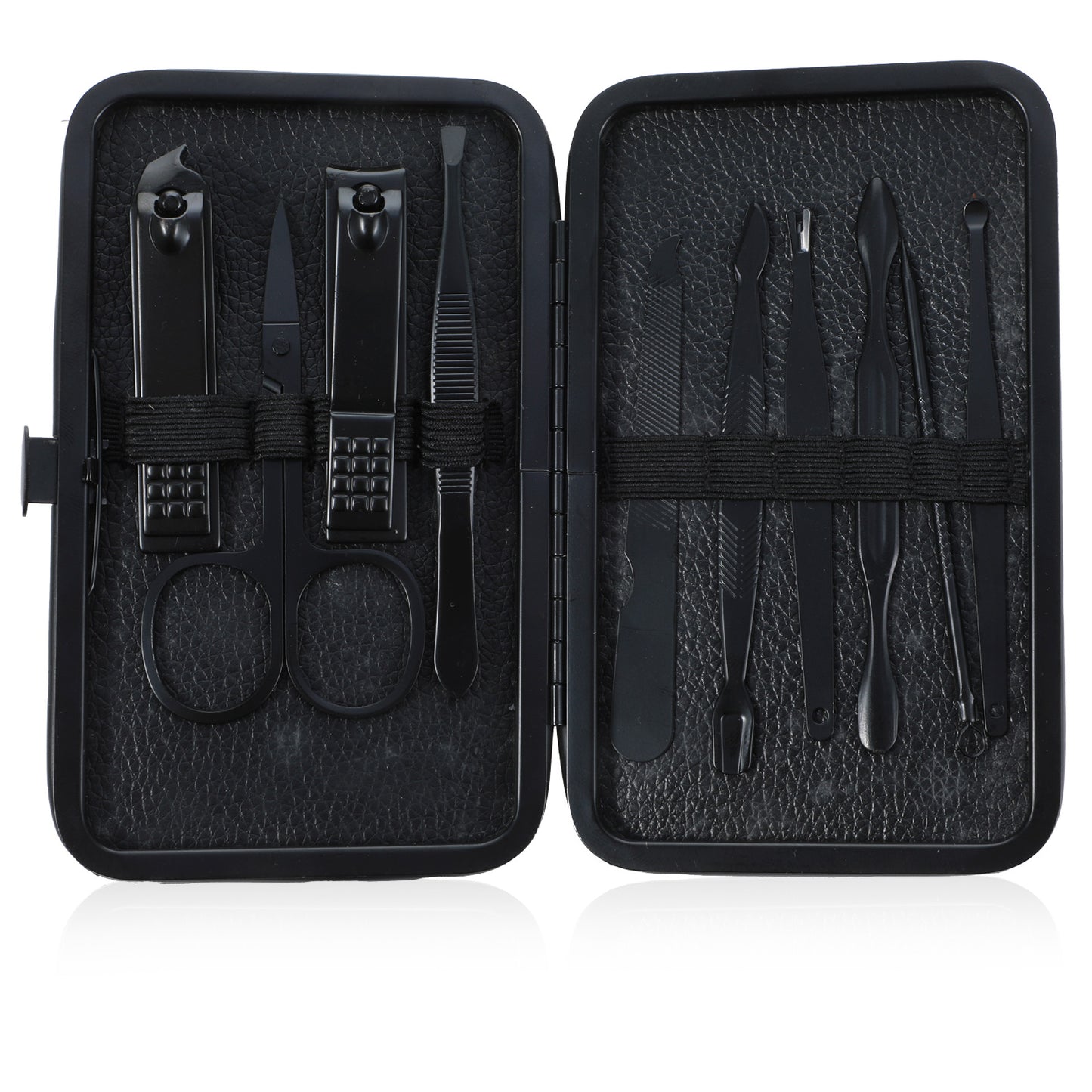 YUXMU 10 Pcs Nail Clippers Set, Men Women Manicure Set Stainless Steel Professional Pedicure Tool Sets with Leather Travel Case Nail Grooming Kits Fingernail Cutters Gifts for Men Women(Black)