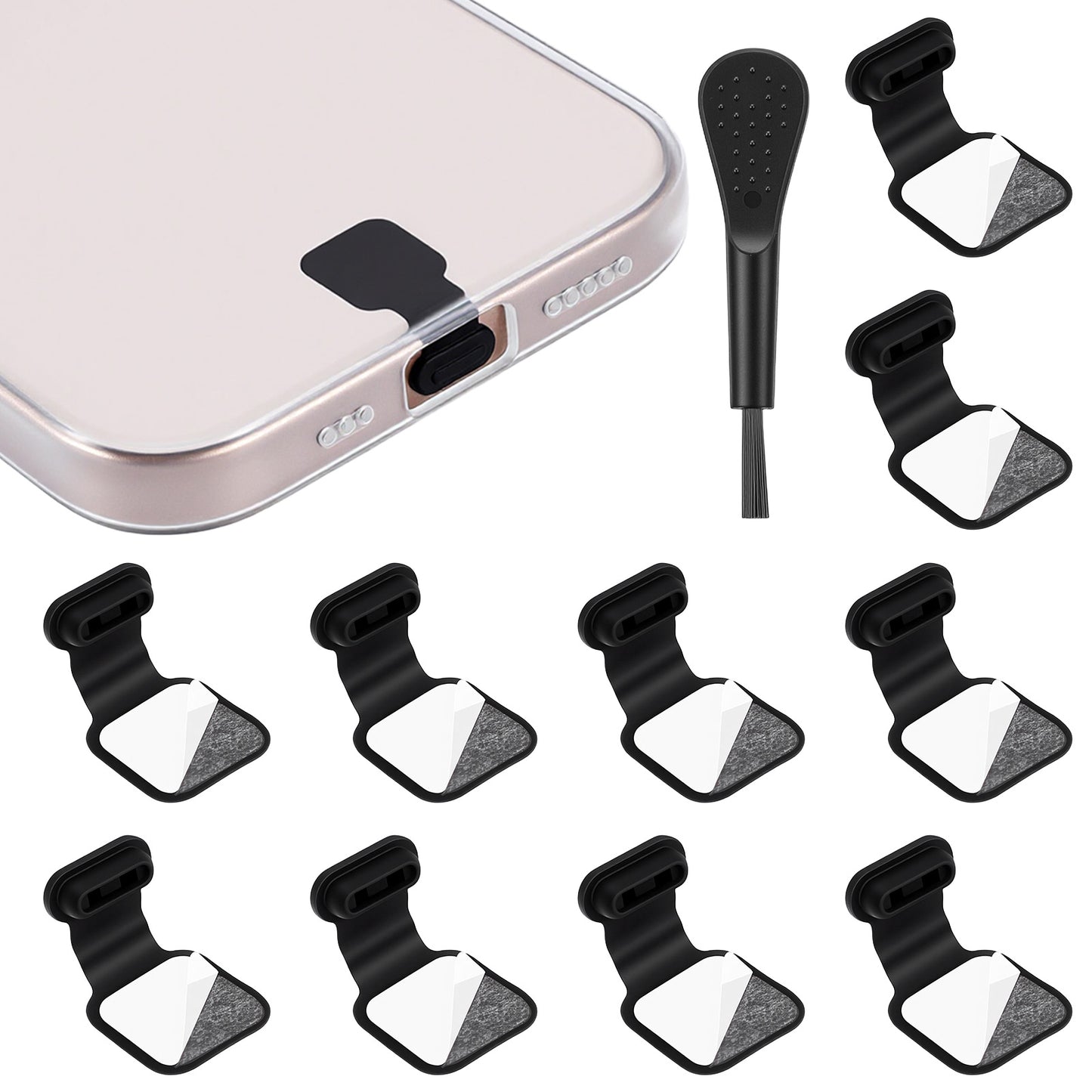 TIESOME 10PCS USB C Dust Plugs, Silicone Anti Loss Port Covers with Removable Adhesive Compatible with Laptops and All Type C Devices