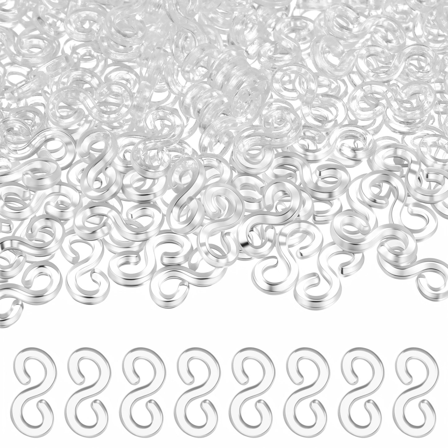 SULIKJHUI 2000 Pcs 0.43x0.23 Inch Clear S Clips for Loom Bracelets, Plastic Bracelet Clips & Connectors, DIY Jewelry Making Supplies for Kids & Adults