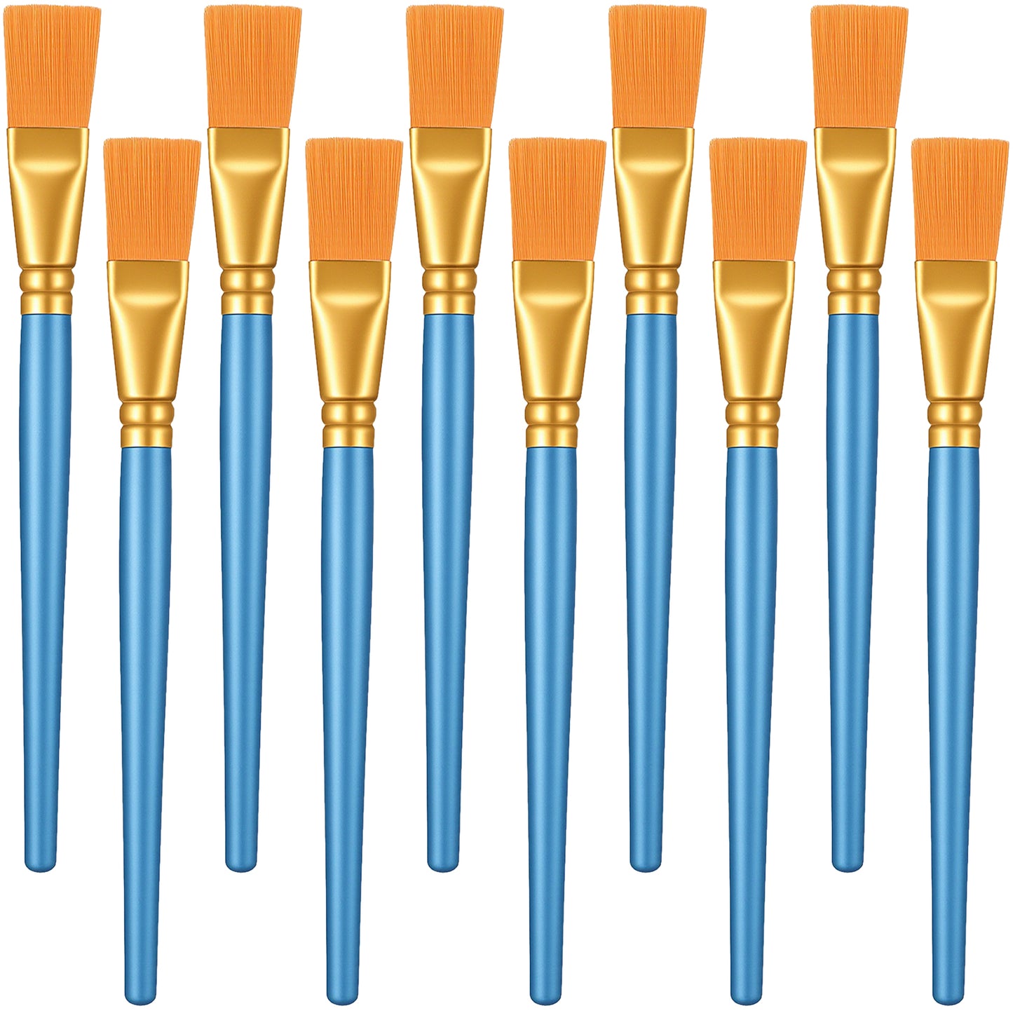 Giantree 10 Pcs Paint Brushes, 1 Inch Face Paint Brush, Flat Brush Set Wide Nylon Face Painting Brushing, Watercolor Brushing Oil Paintings Brushes for Kids, Art Painters, Acrylic Painting