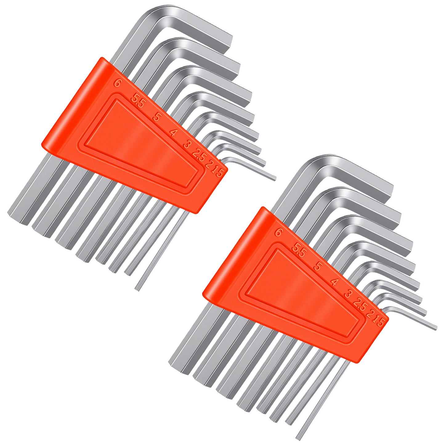 TIESOME 14 PCS Hex Key Set, Steel L-Shaped Metric Allen Wrench with Key Ring Chrome Vanadium for Furniture Bike and Electronics Repair, Silver and Orange