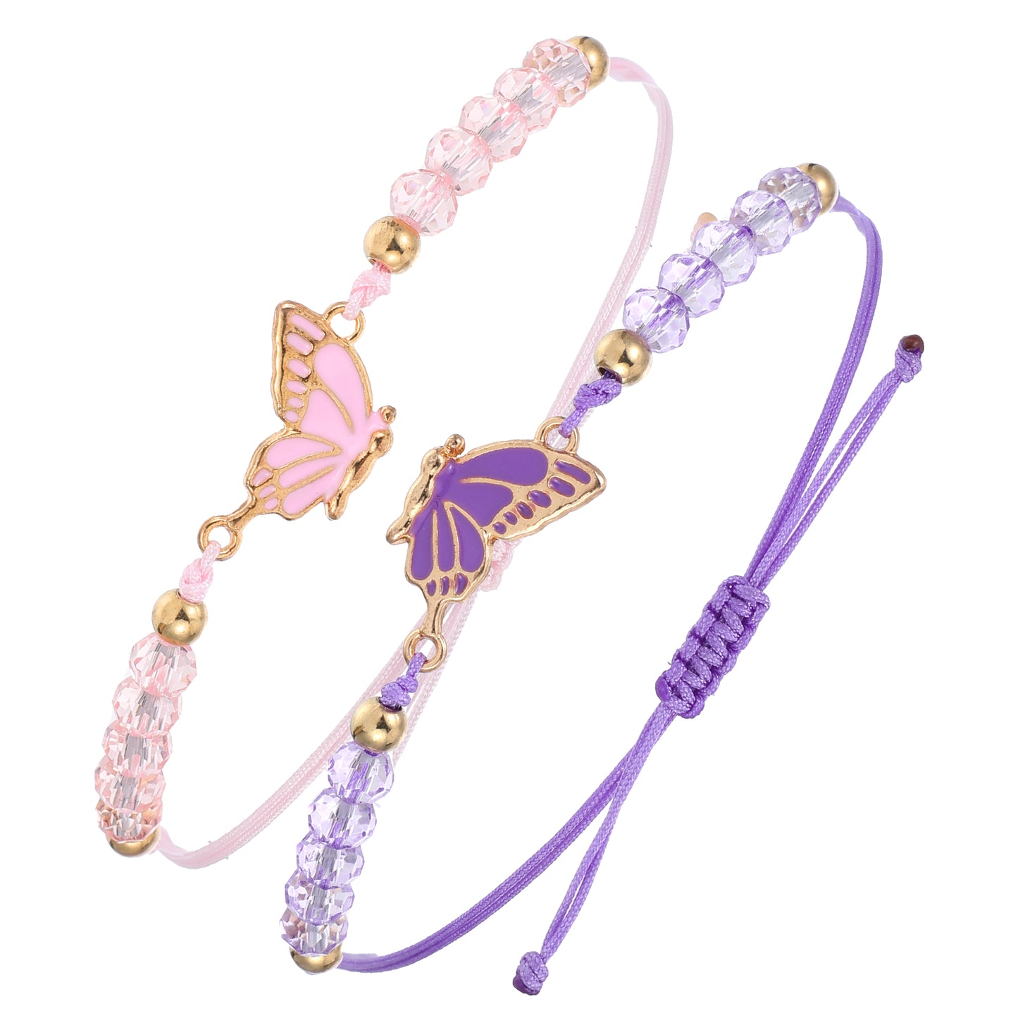 Jeffdad 2Pairs Butterfly Friendship Bracelets, Adjustable BFF Bracelets Best Friend Bracelet for 2, Handmade Charm Friendship Bracelet Jewelry Gifts for Women Couples Friends