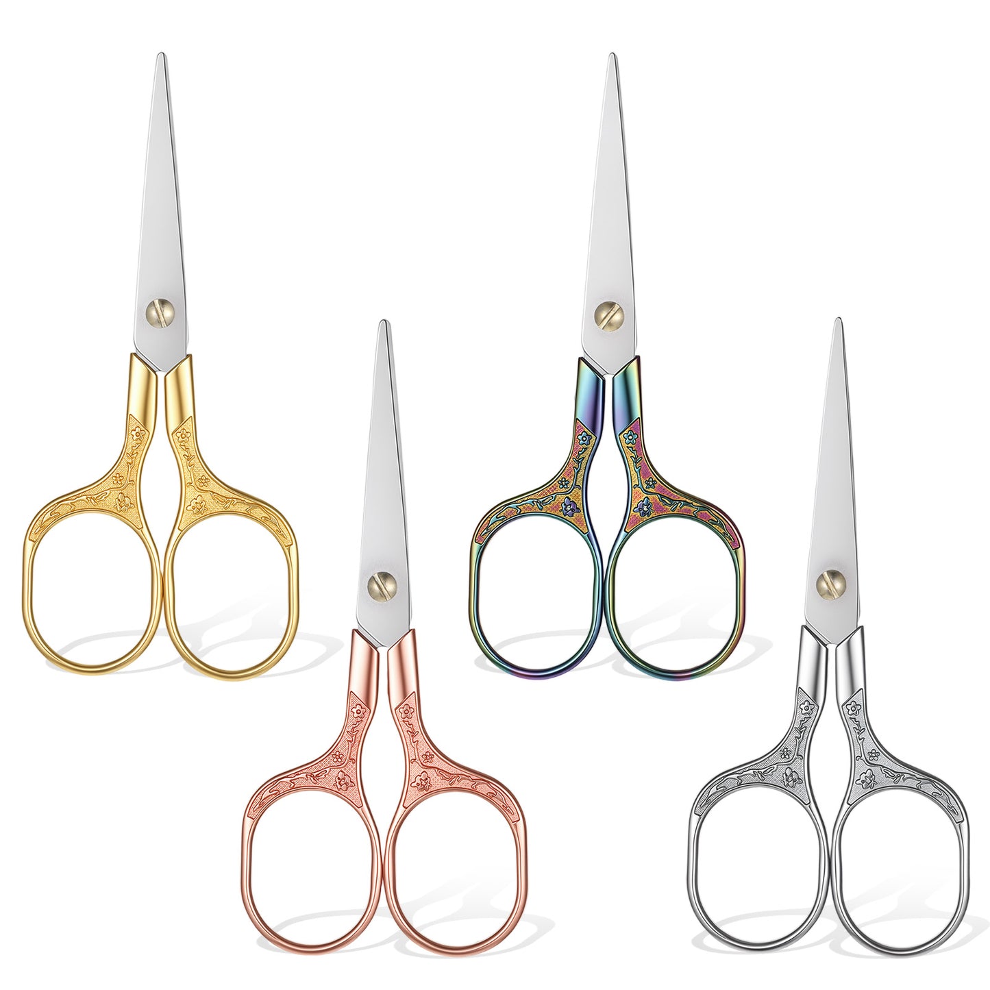SULIKJHUI 4 Pcs Small Embroidery Scissors, Embroidery Scissors Precision Cutting with Pointed Blades, Stainless Steel Craft Snips for Yarn, Fabric & Crafts (5 Inch)