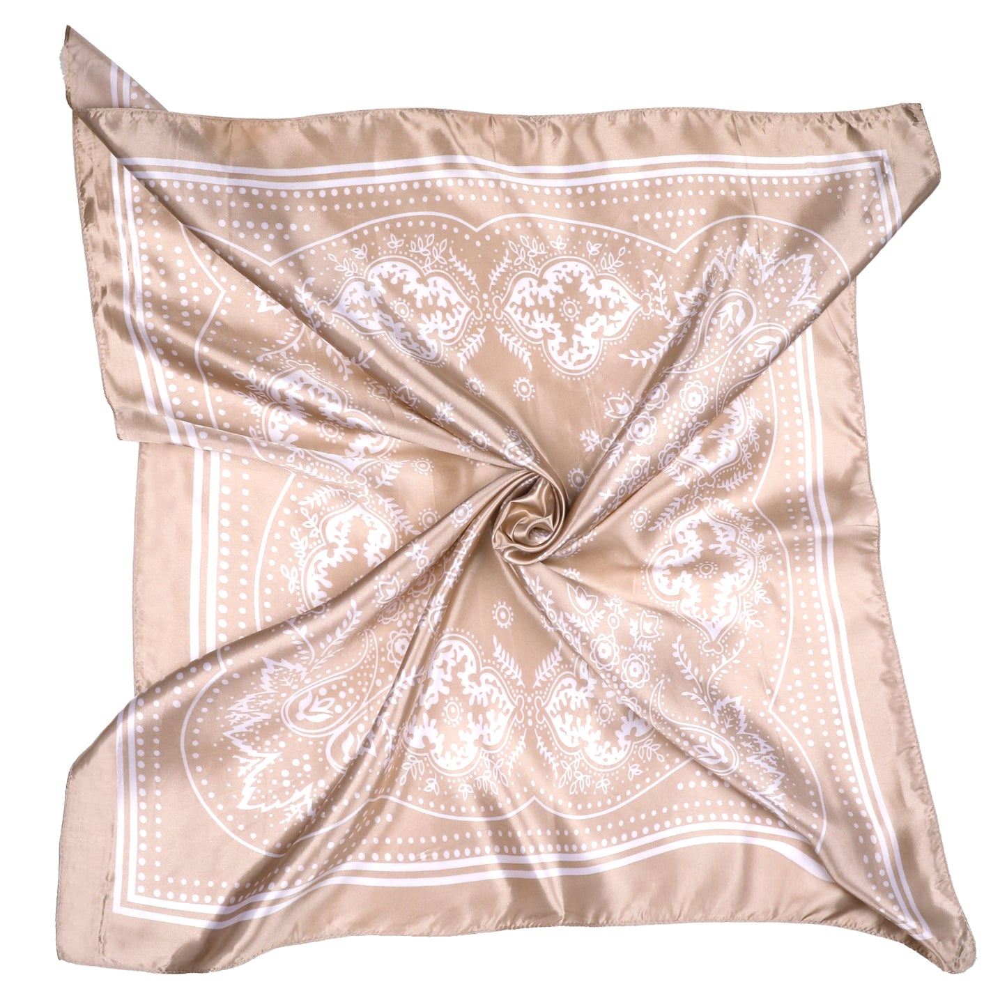 JIYIN Women Square Silk Head Scarf, 35" Large Soft Satin Headscarf Silk Scarf for Women Elegant Silk Scarf Versatile Satin Scarf Perfect Silk Head Scarf Gift for Women Blue(Brown)