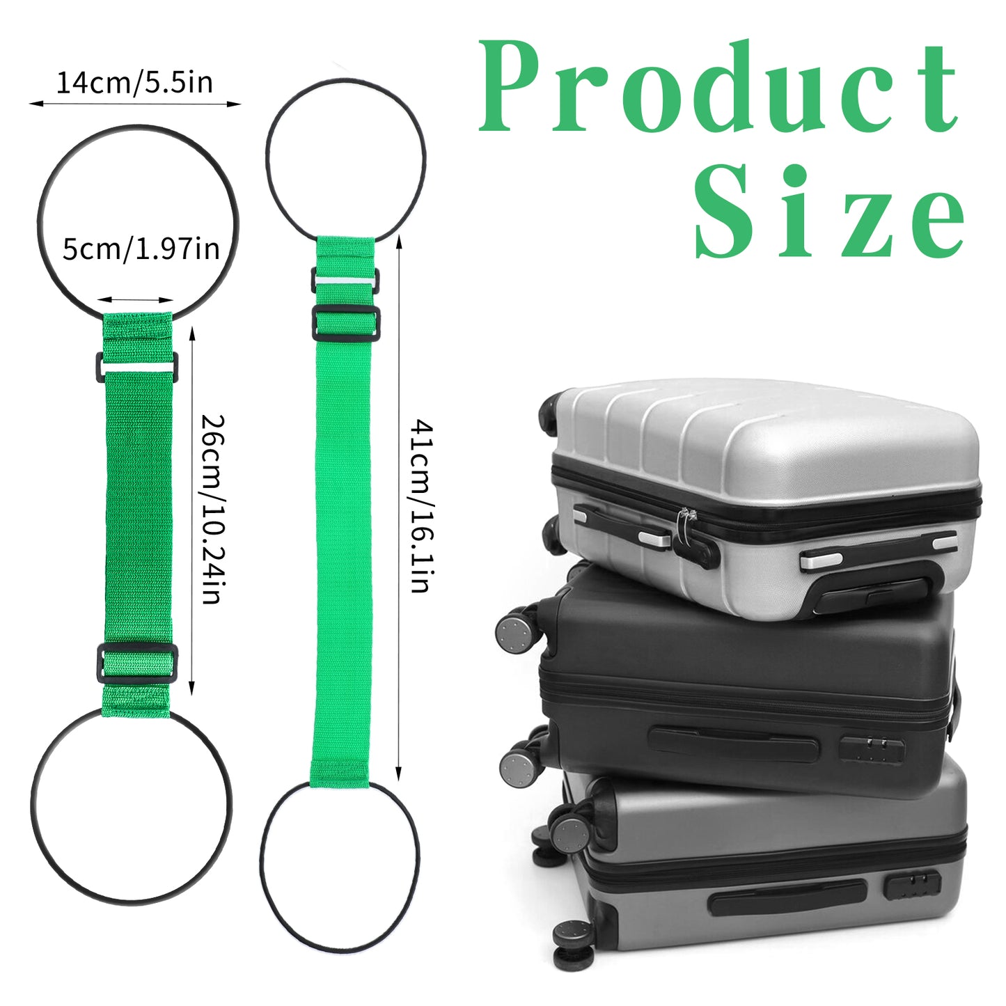 HJZHII 2pcs Luggage Straps for Add a Bag Bungees, Elastic Fastening Belt for Attaching Extra Bags Purse to Suitcase Adjustable Rope Binding Strap for Handle Handbag Backpack Carryon Travel(Color A)