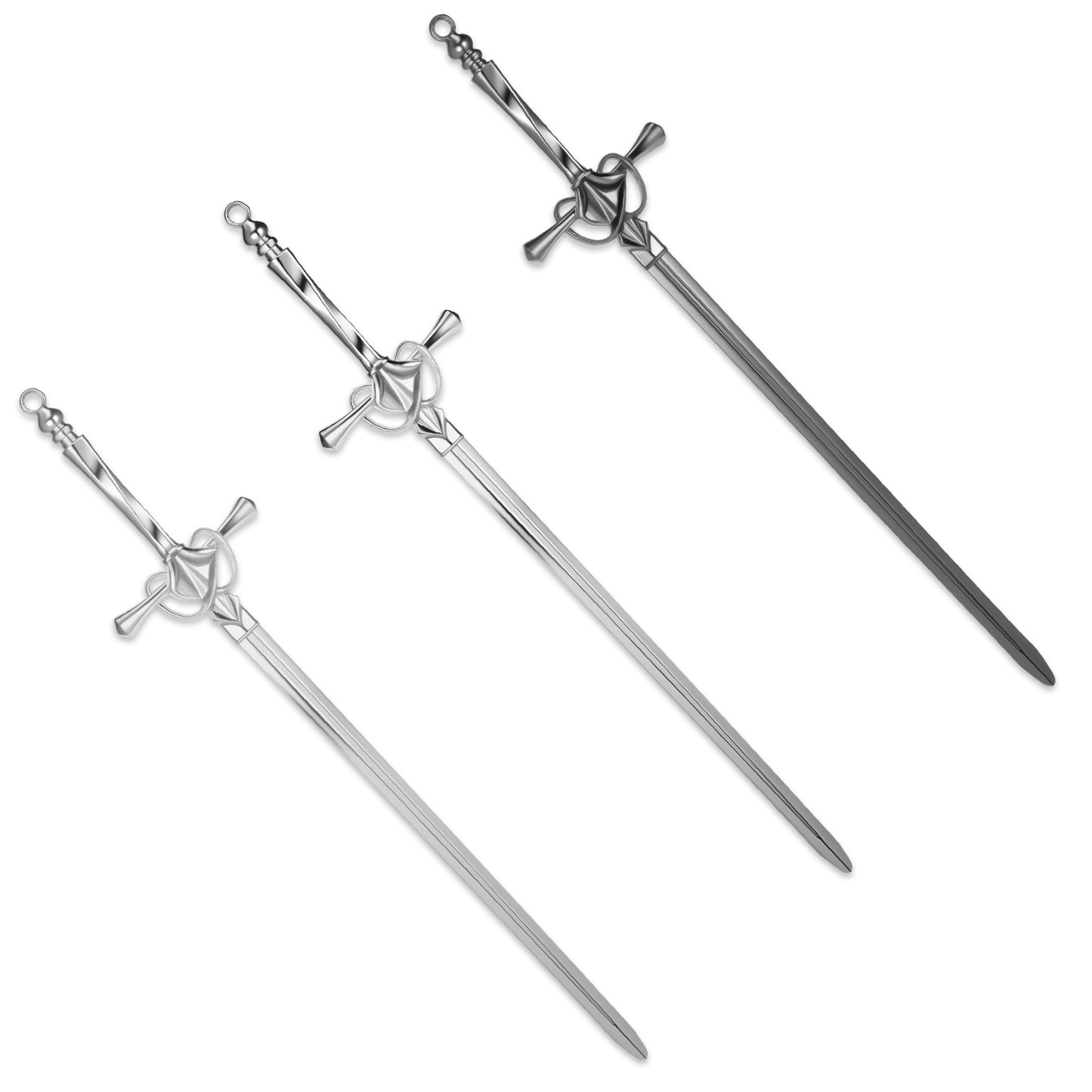 TIESOME 2 Pack Letter Opener Sword, Stainless Steel Envelope Slitter with Ergonomic Handle, Fancy Mail Opener Tool for Home and Office, Sharp Blade Mail Openers (Silver+Black)
