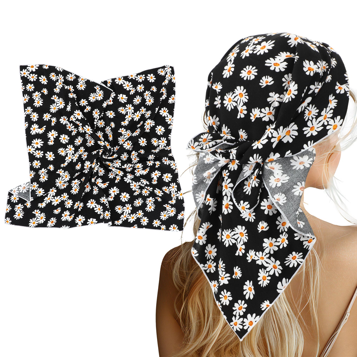 WJIAAA Floral Bandana Scarf for Women and Men, 21.65x21.65 Inch Cotton Linen Square Head Scarf, Versatile Headband Hair Wrap for All Seasons