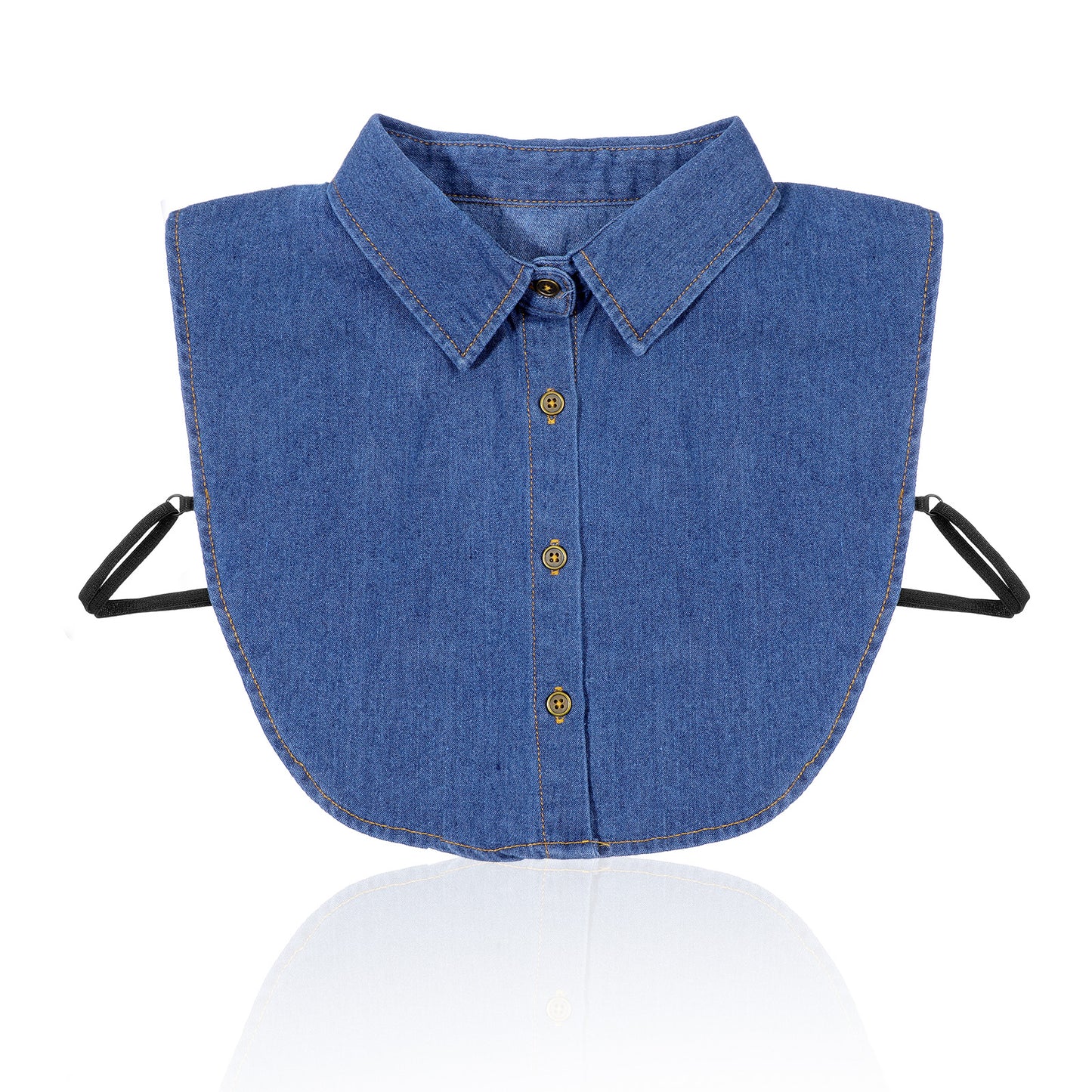 Yuanchu Denim Detachable Fake Collar for Women, Blue Dickey Collar Shirts Blouse Top Decorative Collars Accessory with Buttons
