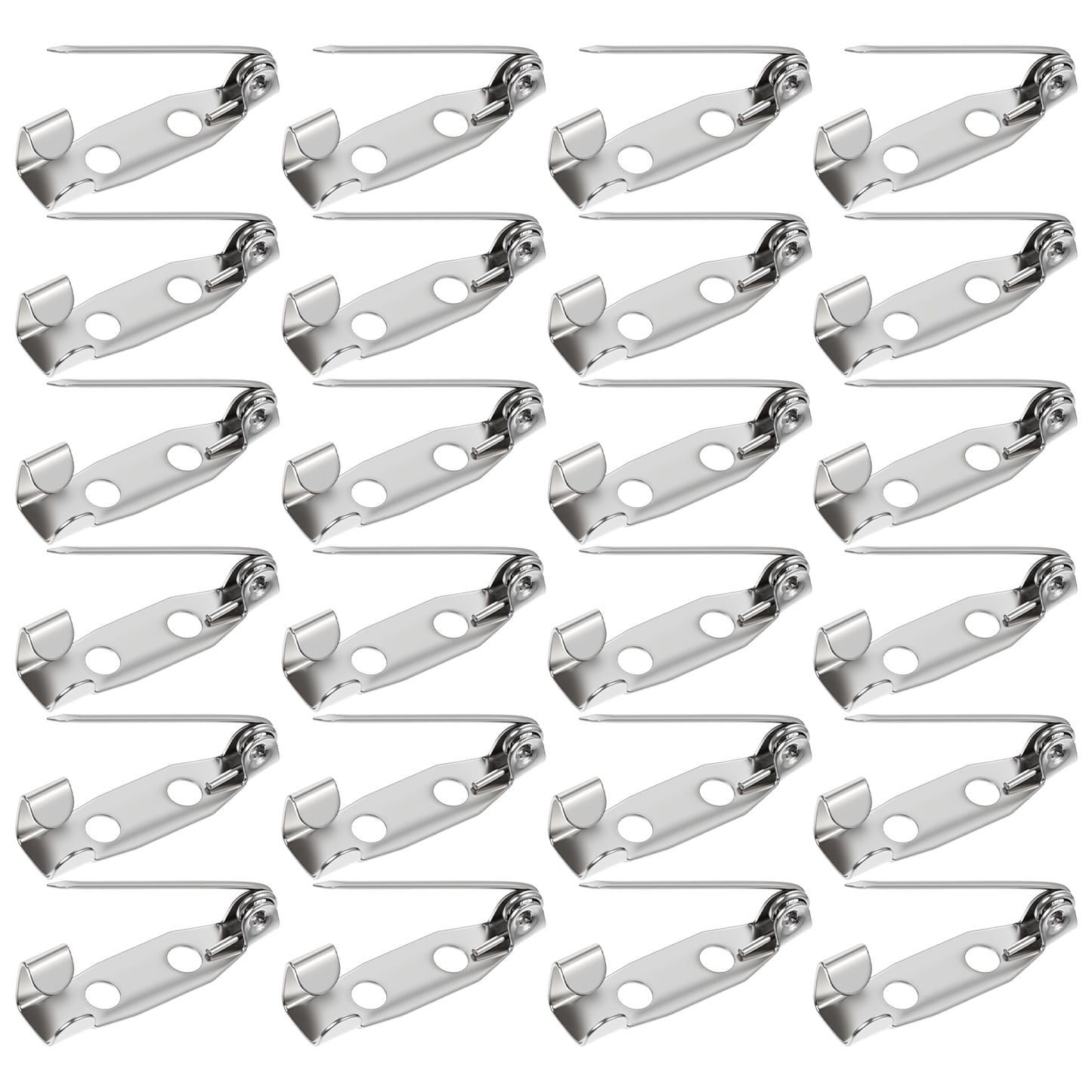 LIQWEI 200pcs Brooch Pin Backs, 20mm Silver Safety Bar Pins for Crafts, Metal Flat Back Locking Clasp for DIY Jewelry Making Badge Name Tag Tie Tacks Citation