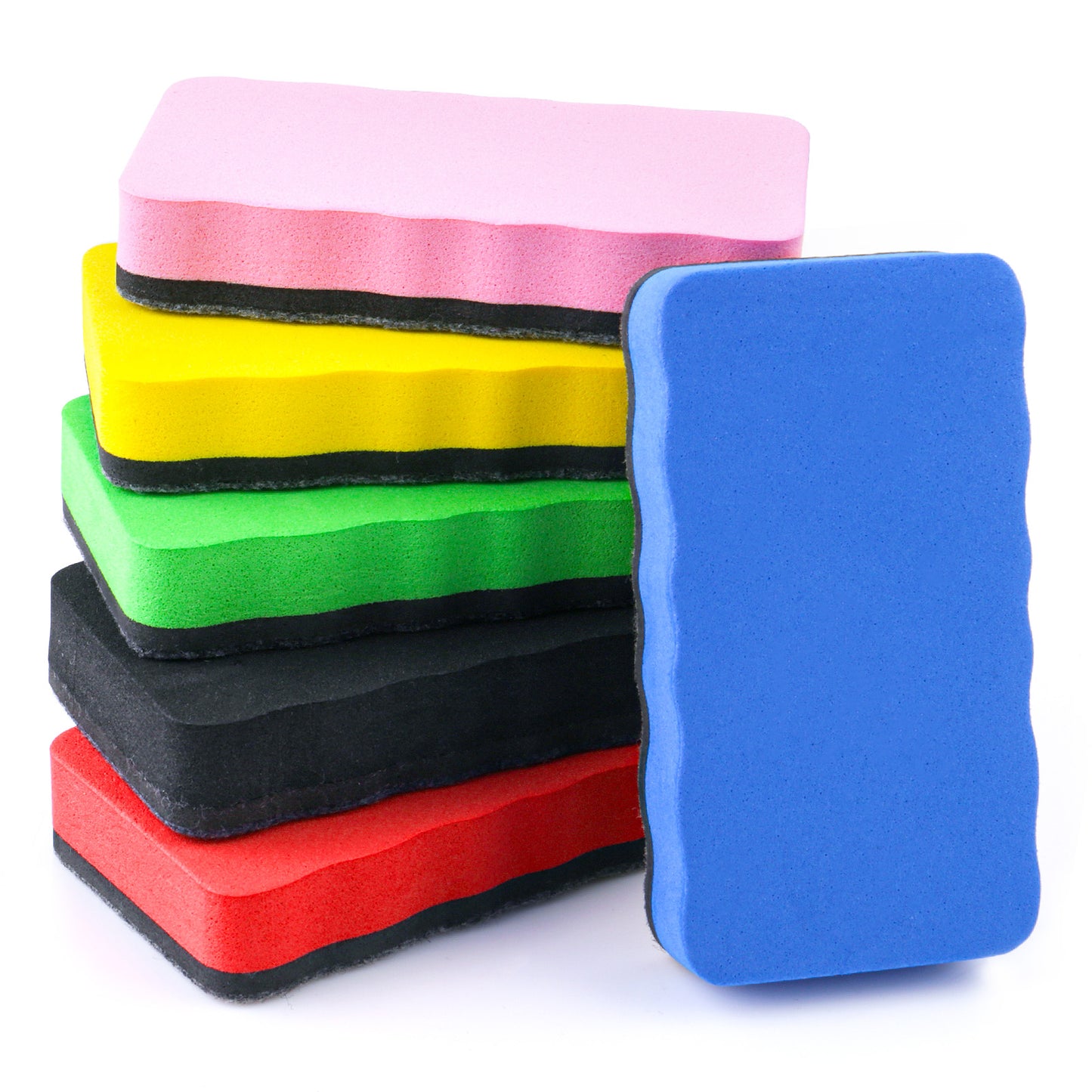 HJZHII 6 Pcs Magnetic Whiteboard Eraser, Colorful Dry Eraser with Thick Felt Pad Office Erasers Whiteboard Dry Erasers for Home Office (10.2 x 5.5 x 2cm)