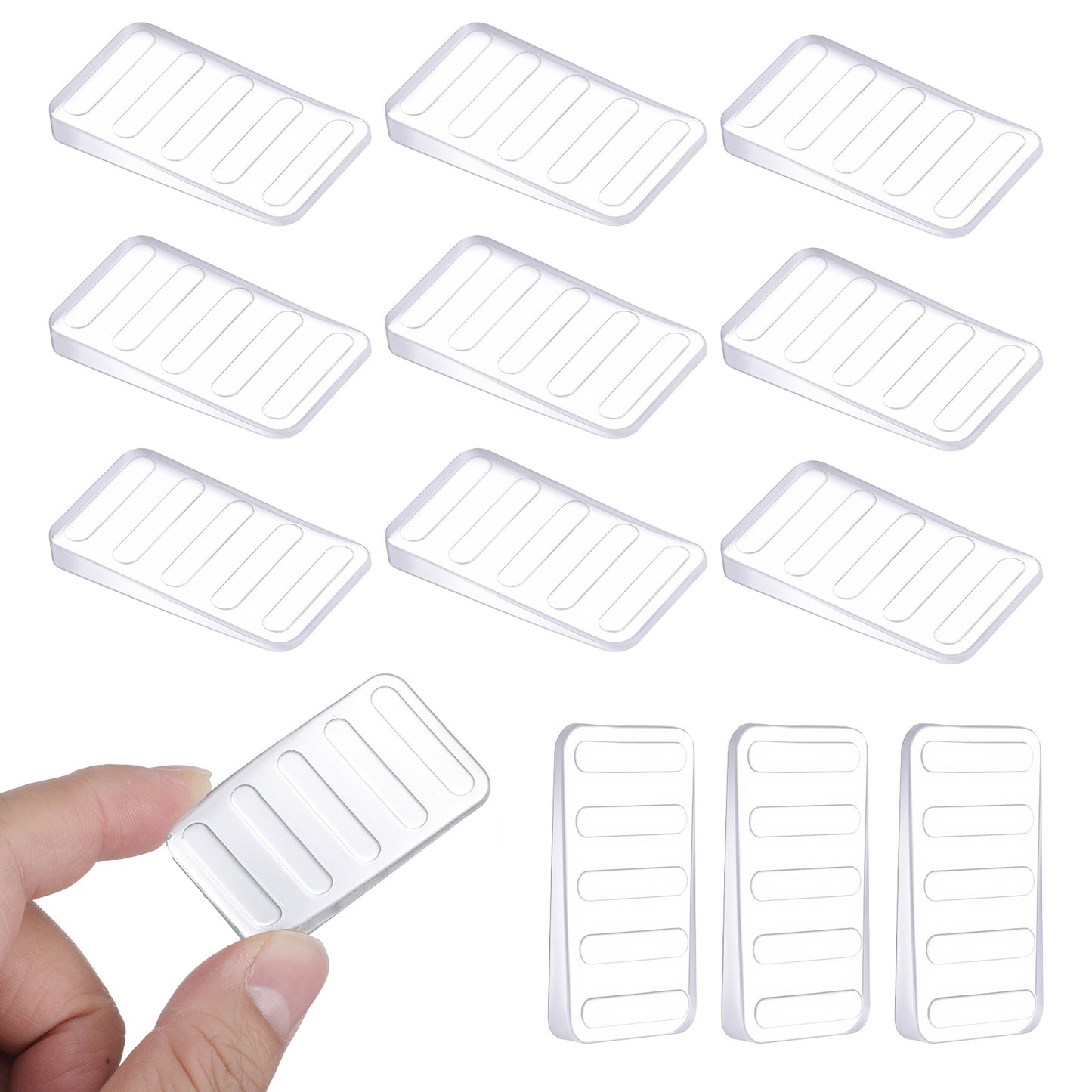 TIESOME Plastic Clear Table Shims, 12 Pcs Furniture Levelers for Wobbly Chairs and Toilets Stackable Wedges for Uneven Floors