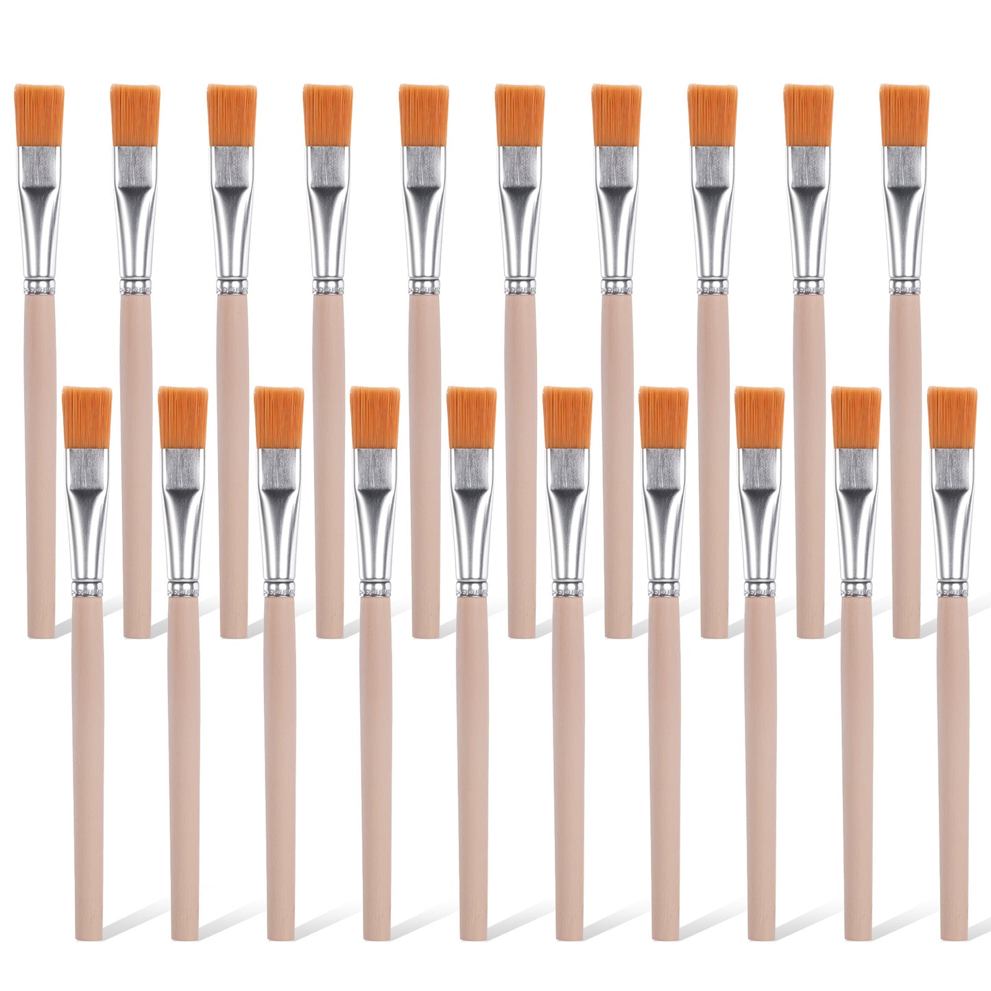 cobee 20 Pcs Wooden Handle Flat Paint Brushes, Craft Paint Brushes Small Paint Brushes, Multi-Purpose Cleaning Artist Brushes Painting Tools Glue Brushes Woodworking for Home Diy Adult