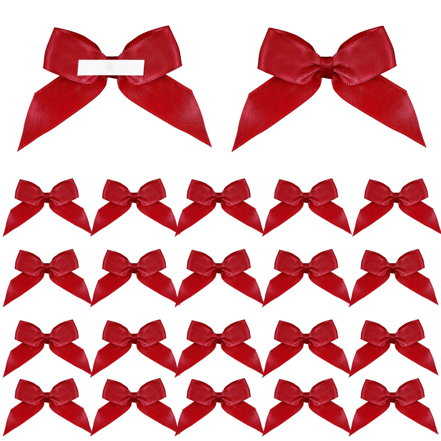GEEHUA 20Pcs 4.3 Inch Large Red Gift Wrap Bows, Self-Adhesive Craft Bows Mini Satin Ribbon Bows Premade Tiny Bowknot for Making Crafts Birthday Party Wedding Decorations