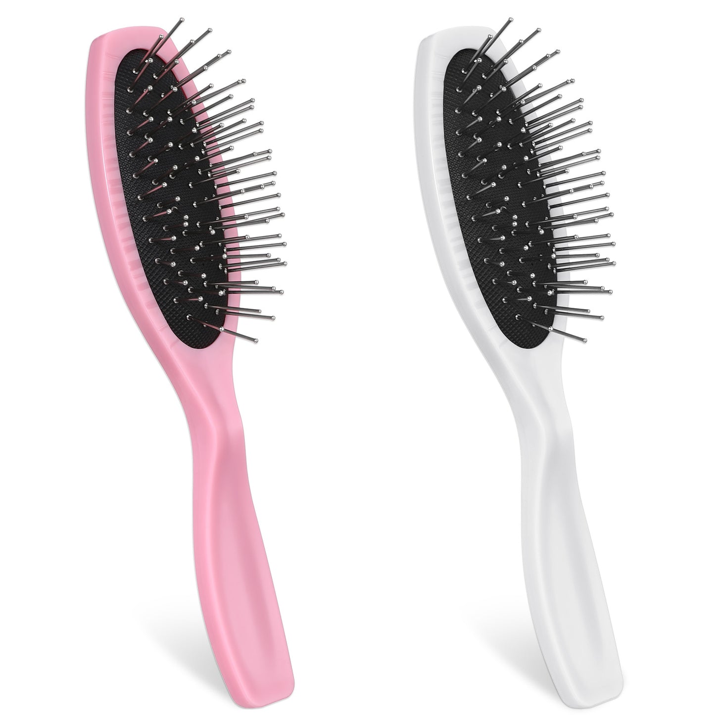 JIYIN 2 Pcs Wig Brushes for Synthetic Hair, Professional Steel Comb for Synthetic Wigs Portable Brush Comb Long Short Hair Brush wire hair brush Hair Extension Brushes for Women(White+Pink)