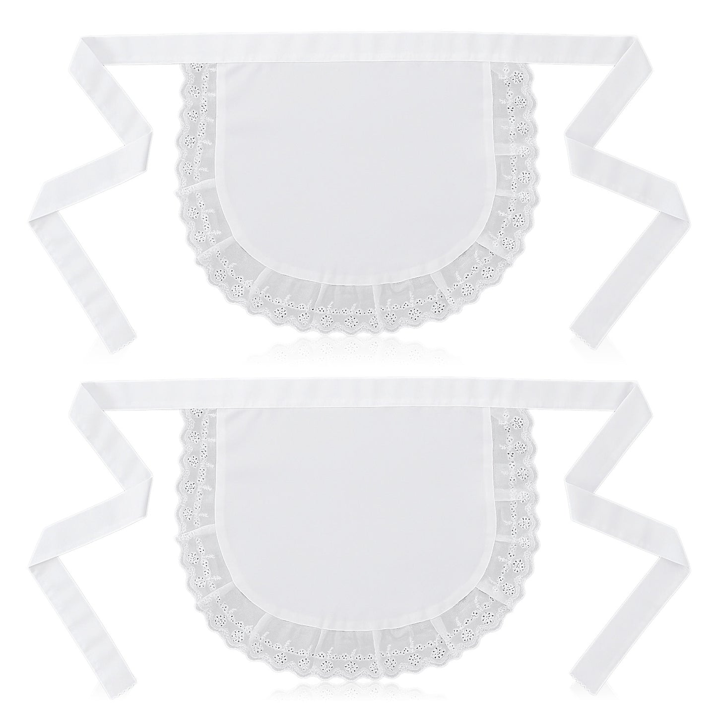 Bewudy 2PCS Maid Apron, Cosplay Waist Apron White Lace Half Aprons Puffy Tight Costume Maid Half Aprons for Women Girls Cosplay Costumes Dress Accessory
