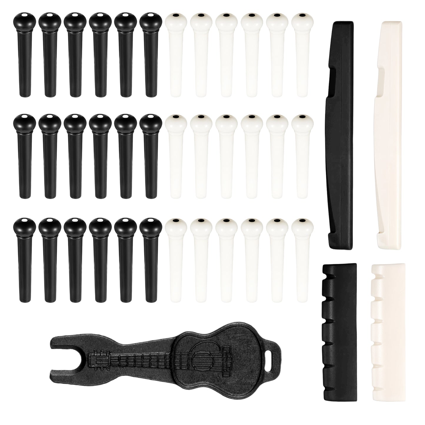 Molain 72Pcs Acoustic Guitar Bridge Pins, Bridge Pin Puller Remover & Guitar Bridge Saddle Nut Guitar Pegs Replacement Part Accessories Practical Tools